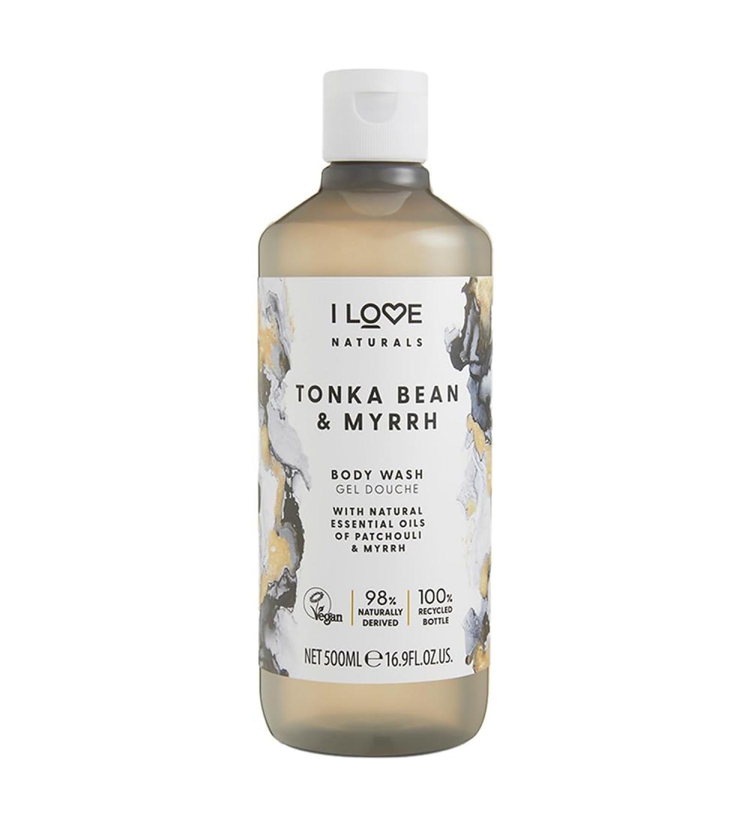 I LOVE Naturals Tonka Bean and Myrrh Body Wash - Moisturizing Body Wash - Infused with Essential Oils - Plant-Based Body Cleanser - 16.9 oz Fresh