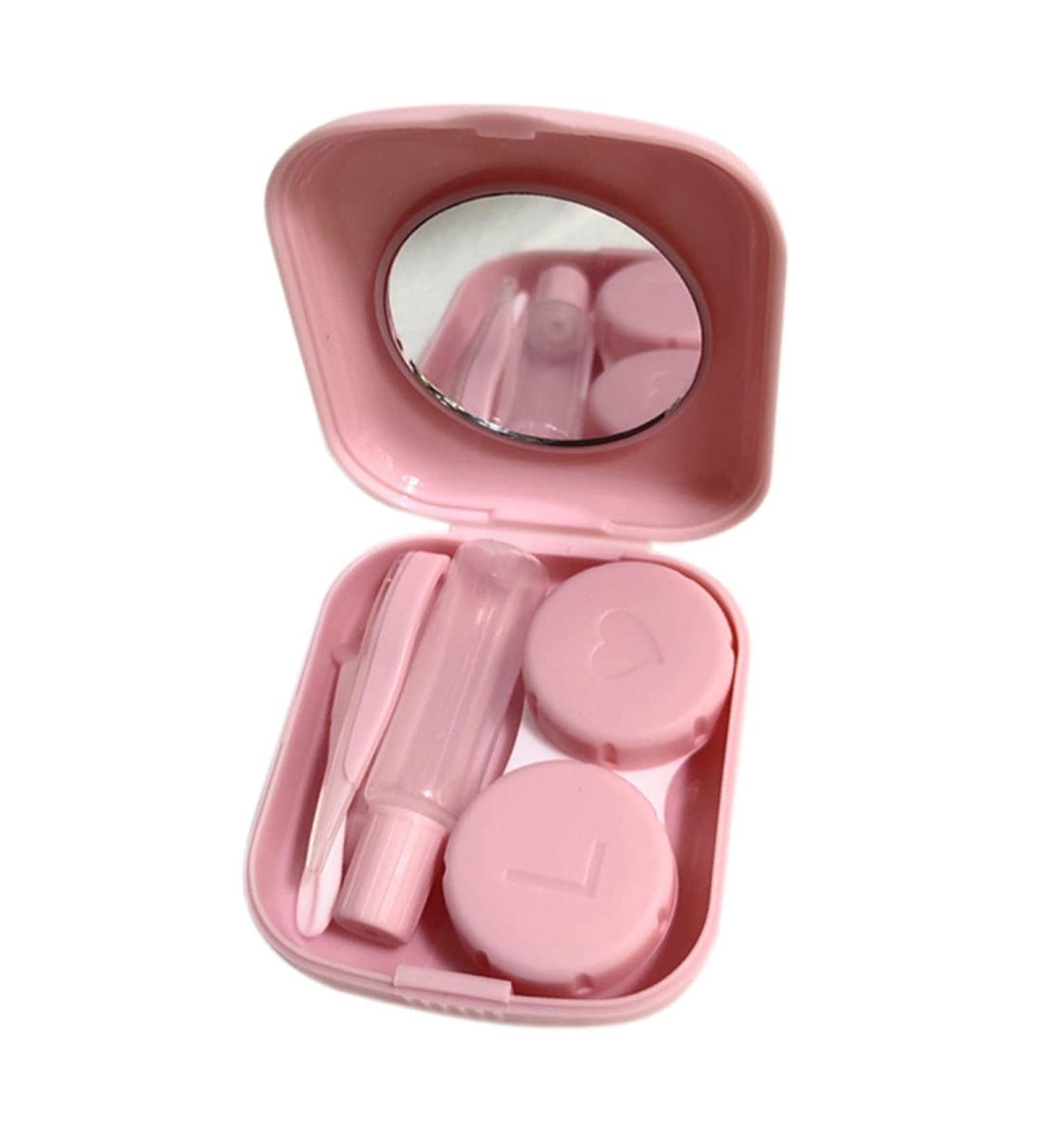 Clyhon Pink Contact Lens Case with Tweezers & Suction Cup Travel Set for Outdoor Activities | International Shipping - Buy Online on GoSupps.com