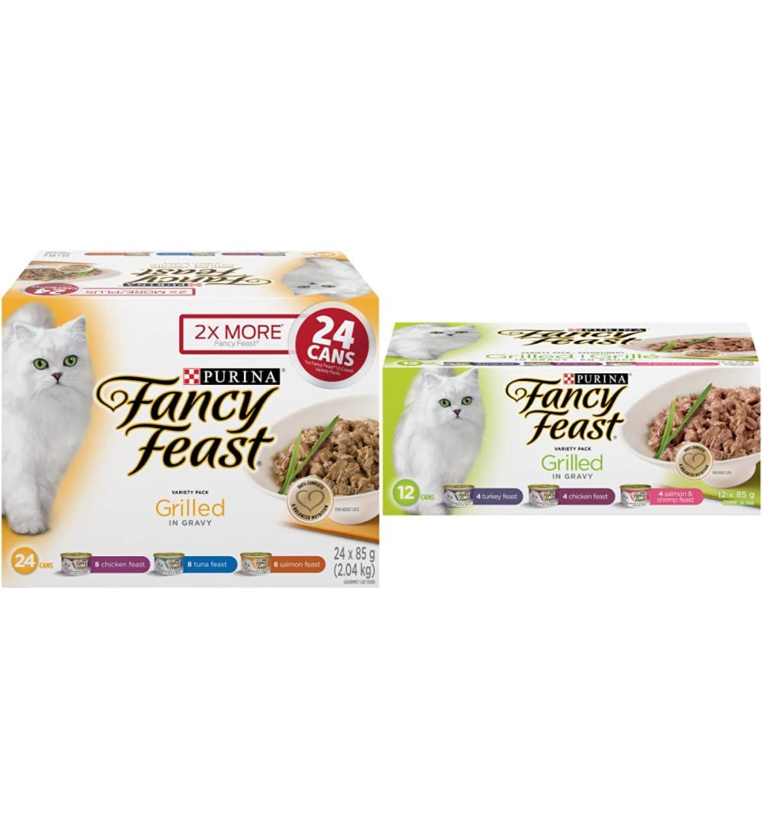 Fancy Feast Wet Cat Food - Grilled Variety Pack + Grilled in Gravy Variety Pack (36 Cans) - Buy Online on GoSupps.com