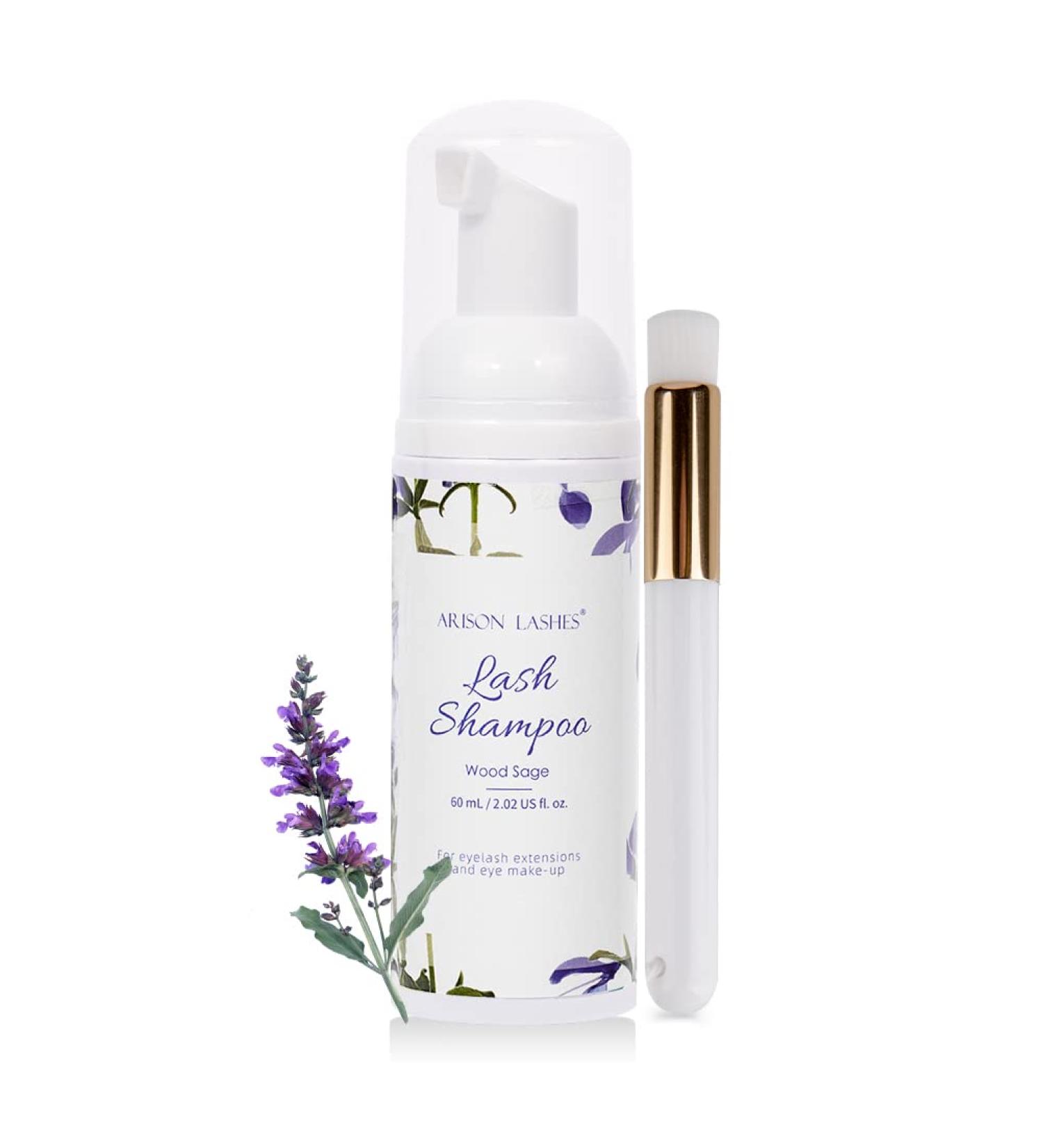 Eyelash Shampoo for Extensions - Gentle Foam Cleaner | 60ml Brush Sensitive Formula Removes Makeup & Oil | Salon & Home Use (Wood Sage) - Buy Online on GoSupps.com