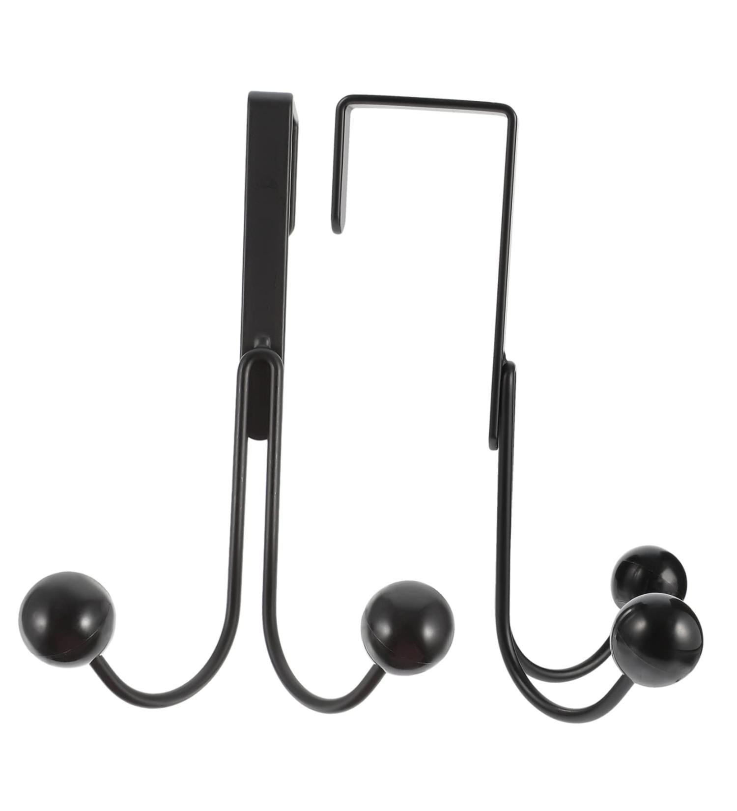 OUNONA 2pcs Double Hook Organizer Hooks Over The Door Clothes Hanger No Punching Plastic Beads Coat Hook 14x9cm Black - Buy Online on GoSupps.com