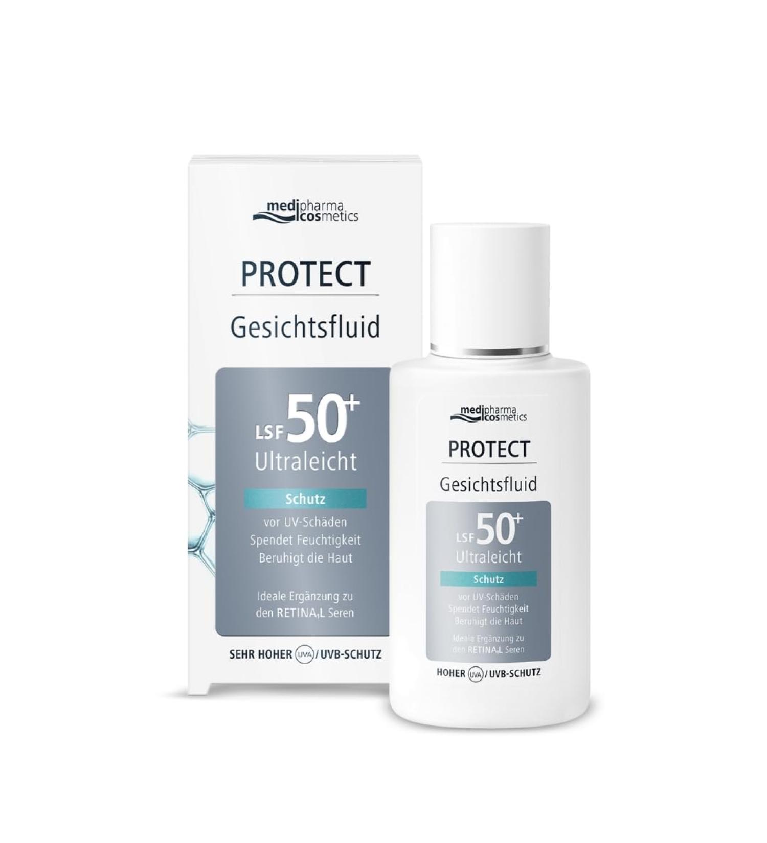 Dr Theiss Naturwaren PROTECT Facial fluid with SPF 50+ high UV protection nourishes and soothes the skin protects against UVrelated damage addition to the retinal serums from medipharma cosmetics - Buy Online on GoSupps.com