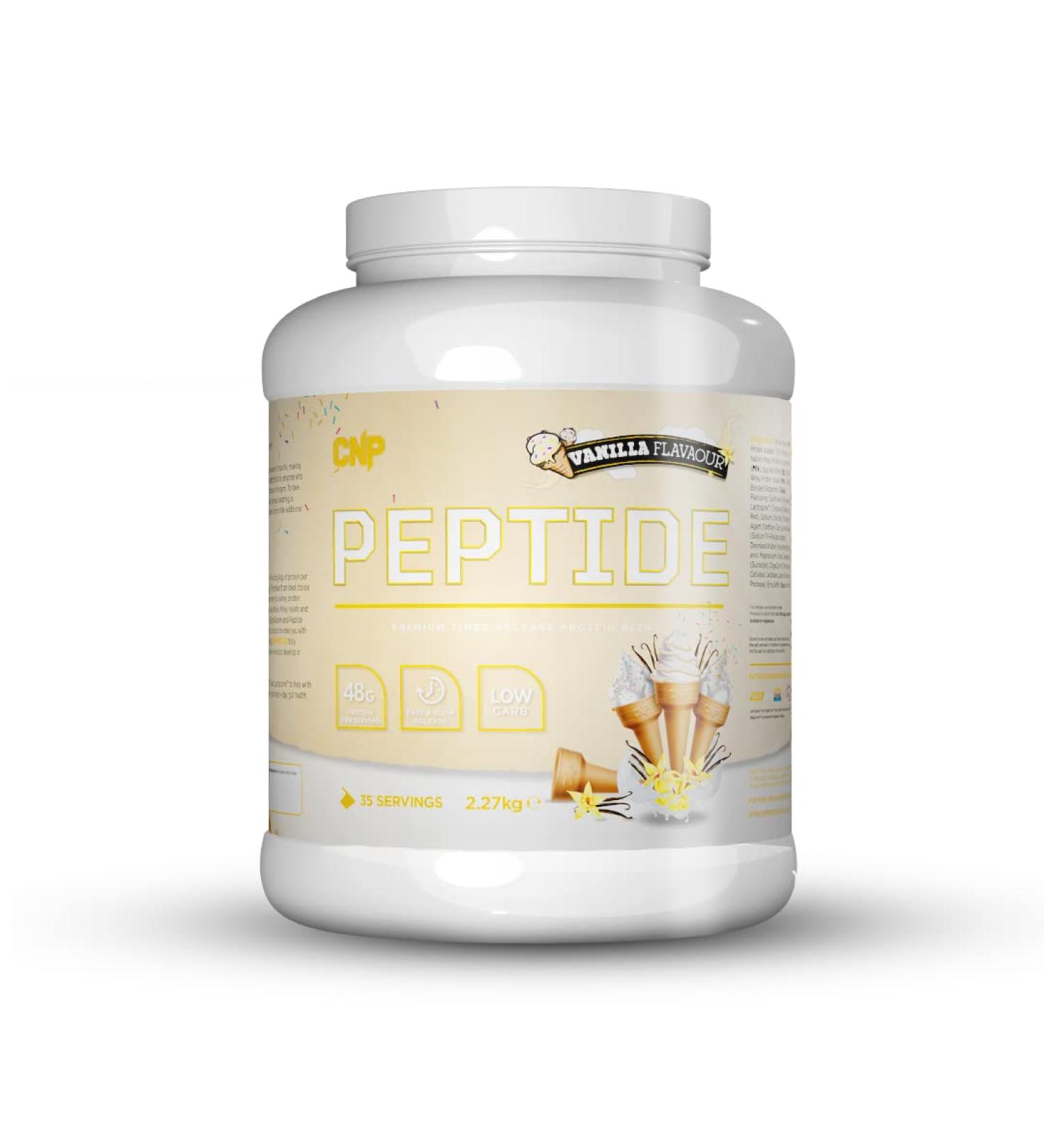 CNP Professional Peptide High Protein 48g Premium Timed Release Protein Blend Micellar Casein Digestive Enzymes 2.2Kg 6 Flavours Available (Vanilla) New Vanilla - Buy Online on GoSupps.com