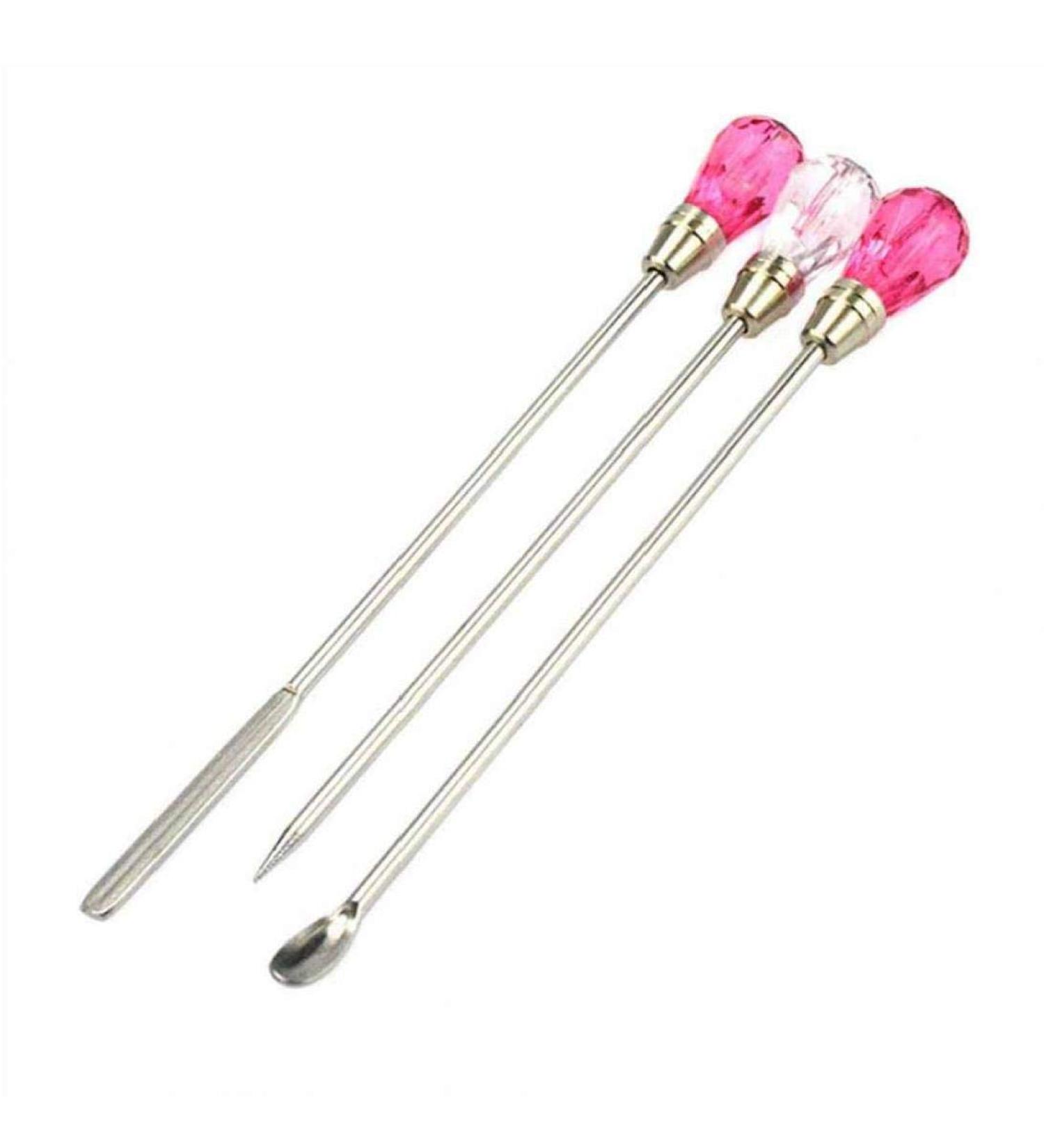 3pcs Nail Art Stirring Rod Stainless Steel Acrylic Powder Liquid Uv Gel Spoon Spatula Dotting Pen Nail Manicure Pin - Buy Online on GoSupps.com