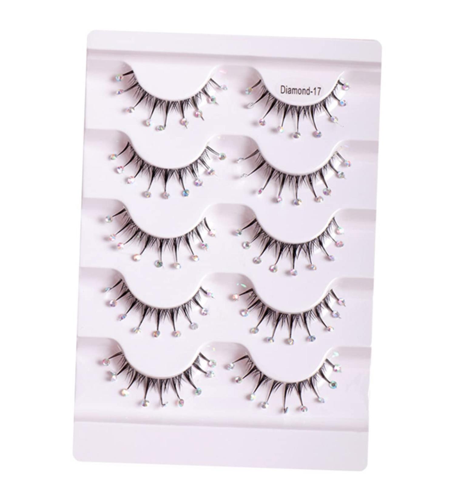 Angoily 5 Pairs Diamond Eyelashes False Eyelash Women Fake Lash Decor Christmas Lashes Asian Decor Girls Lashes Colored Lash Clusters Fake Eyelashes Fluffy Miss Fiber Transparent Line - Buy Online on GoSupps.com