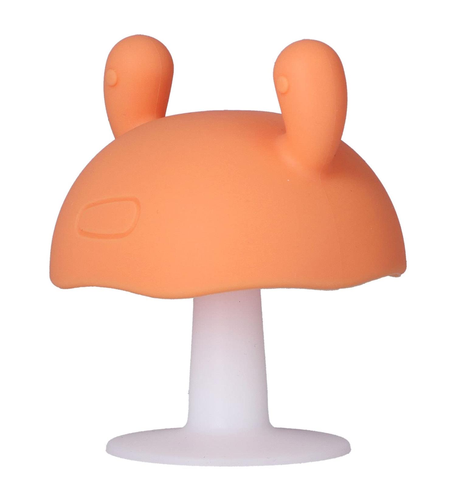 Baby Teething Toy - Food Grade Silicone Teether Mushroom Shaped for Infants Over 4 Months - Pink (Orange) - Buy Online on GoSupps.com