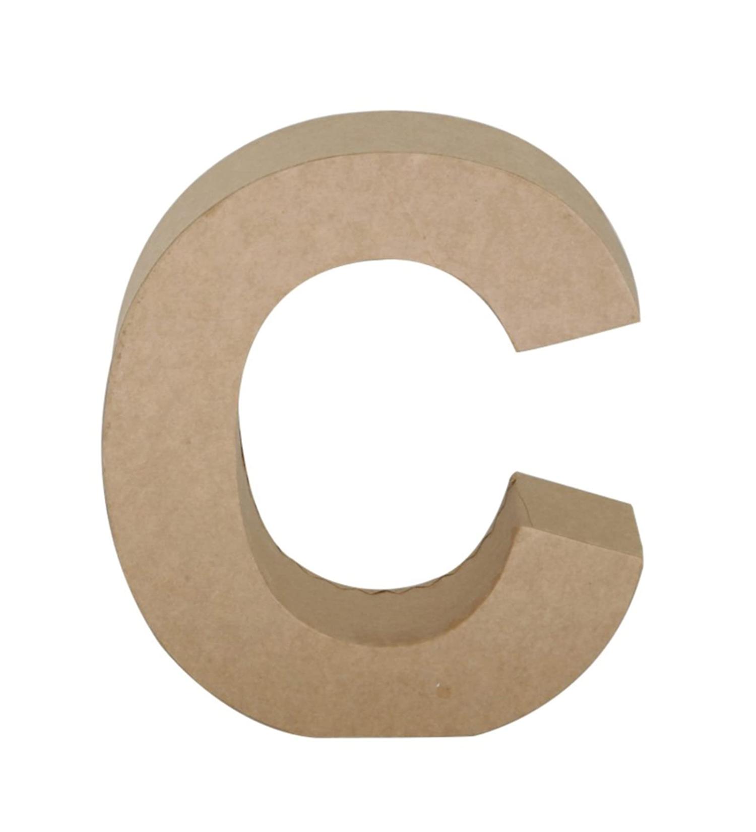 Papier Mache Letter C  Brown