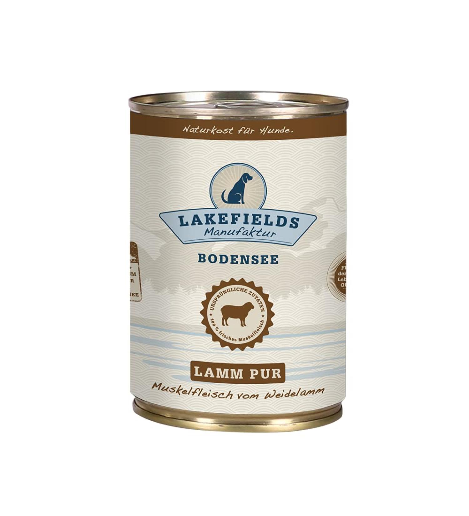 LAKEFIELDS MANUFAKTUR - Premium wet food for dogs - 100% pure lamb - Grain-free - Lamb meat from the species-appropriate pasture around Lake Constance -