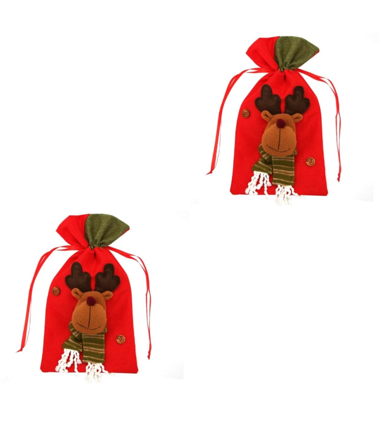 Abaodam Chocolate 2pcs Burlap Bags Christmas Drawstring Candy Bag Bags Christmas Jute Child Large Sachet - Buy Online on GoSupps.com
