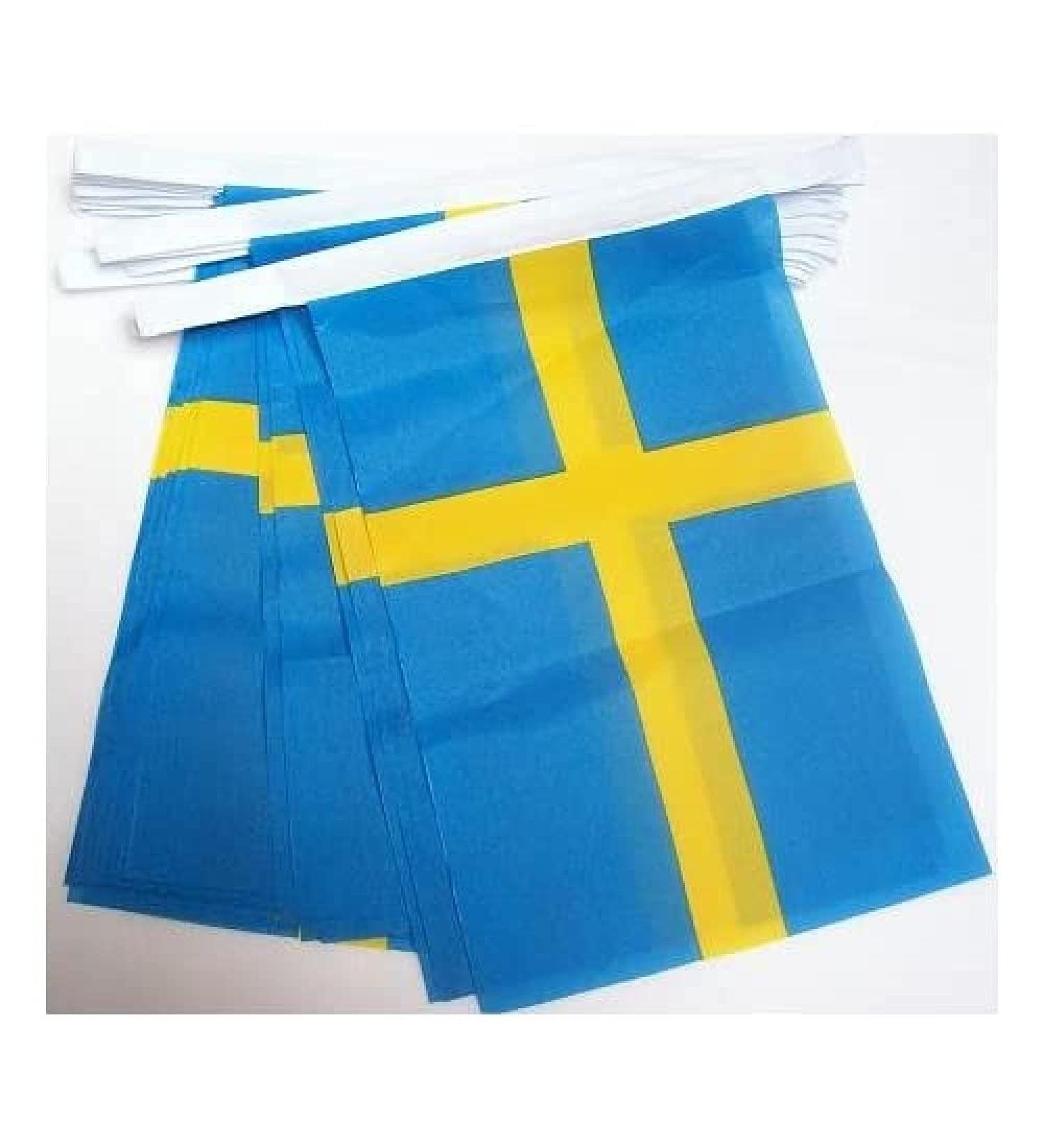 AZ FLAG FLAG CHAIN SWEDEN 4 meters with 20 flags 15x10cm - SWEDISH garland flag chain 10 x 15 cm