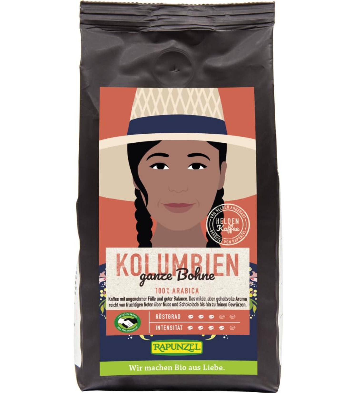Rapunzel Organic hero coffee Colombia whole bean HIH 2 x 250 gr Chocolate 2 x 250 gr