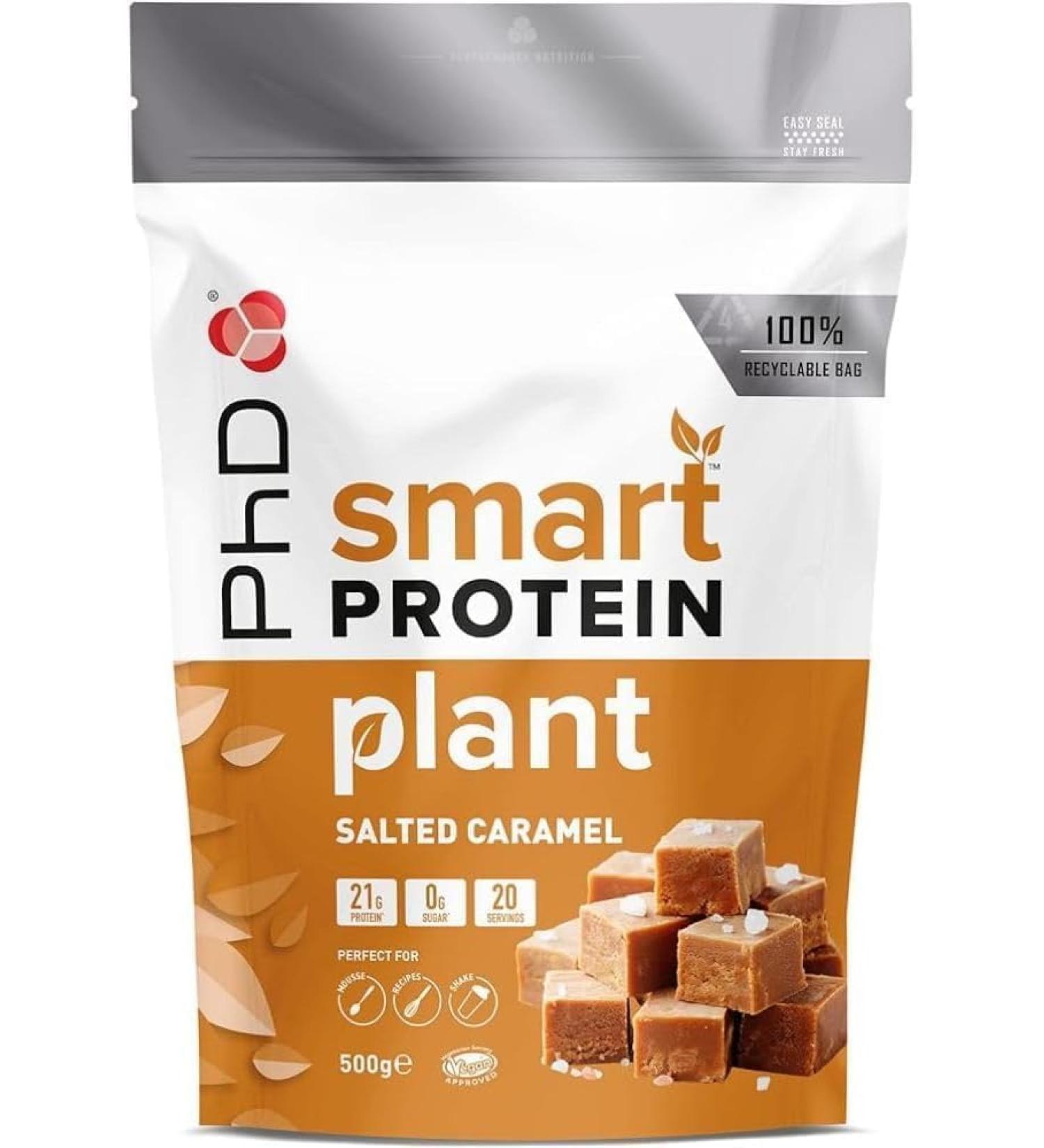 PhD Nutrition Smart Protein Plant Salted Caramel 500g - 20 Servings | Vegan Protein Powder - Buy Online on GoSupps.com