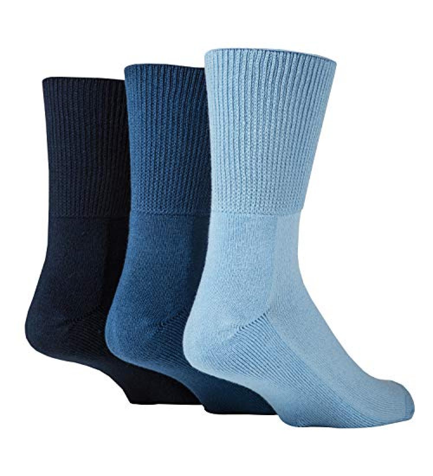 IOMI Extra Wide Bamboo Diabetic Socks | 3 Pack 12-15 Blue | Non-Binding for Men & Women - Buy Online on GoSupps.com