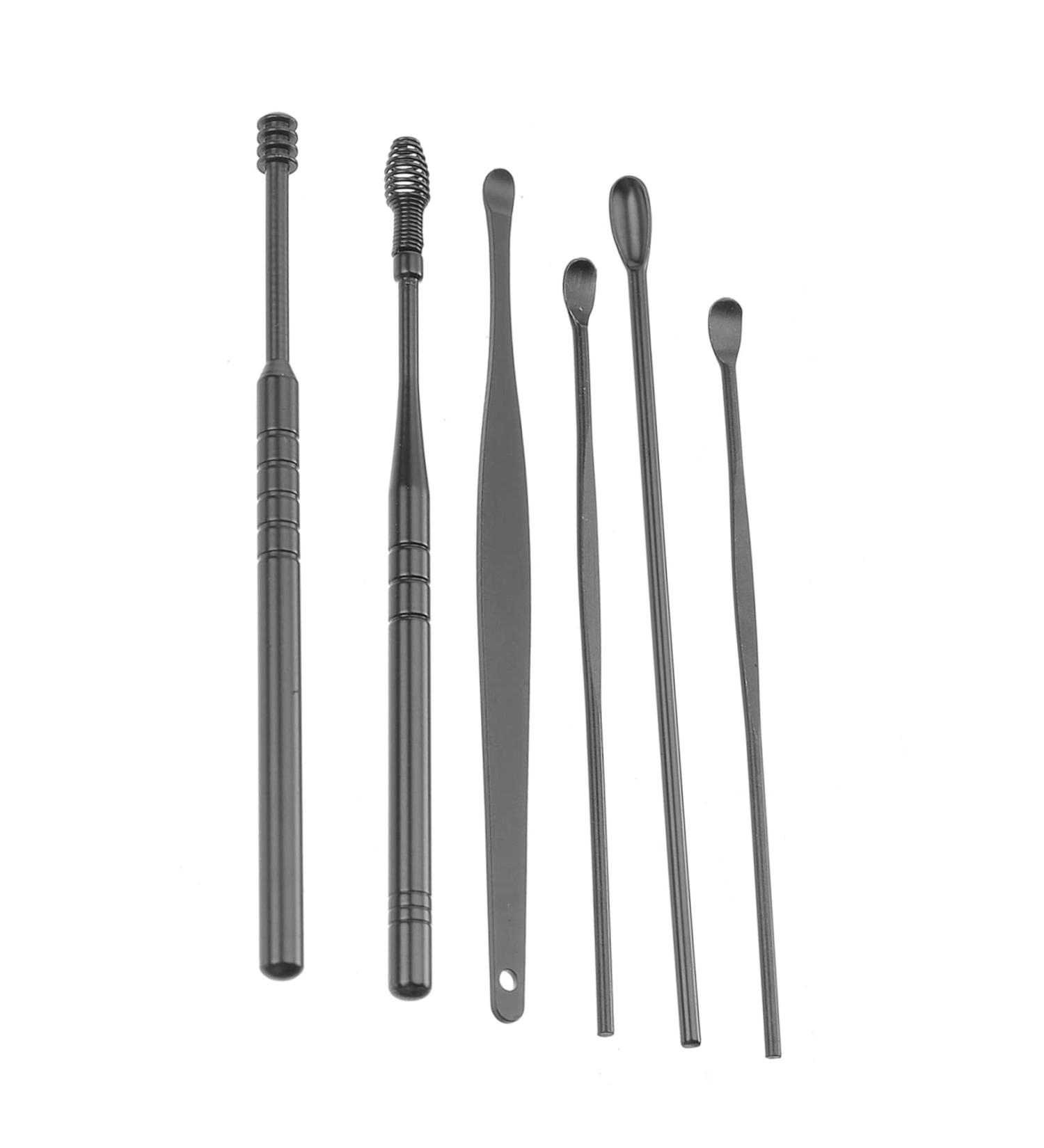 2 Sets Healeved Ear Picking Tool Spring Massage Kit - Black Ear Wax Remover & Cleaner Set 11.5X2.7X1cm - Buy Online on GoSupps.com