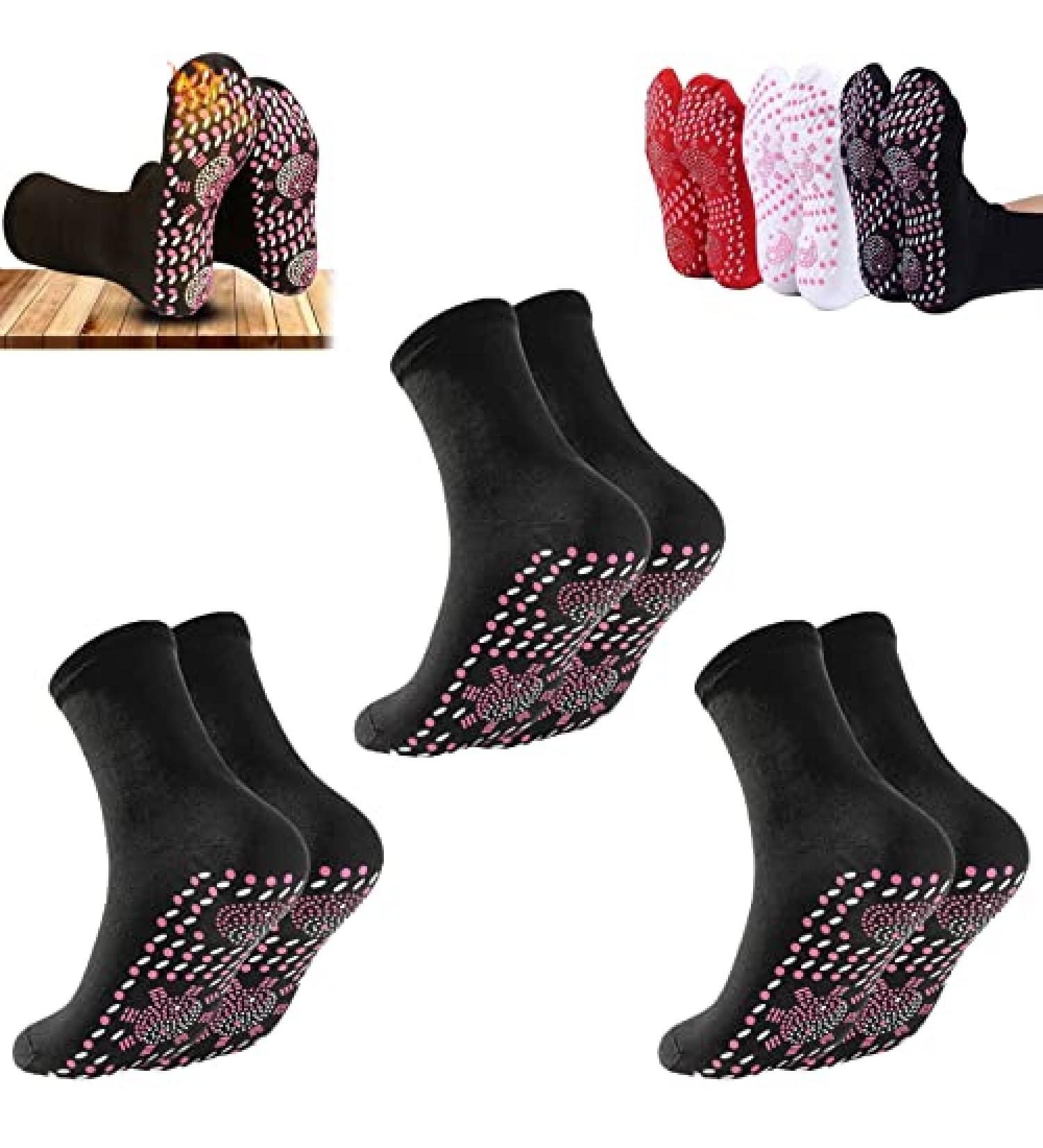 Tourmaline Slimming Health Socks - Self-Heating & Massage - Weight Loss Support (Black 3 Pairs) | International Shipping - Buy Online on GoSupps.com