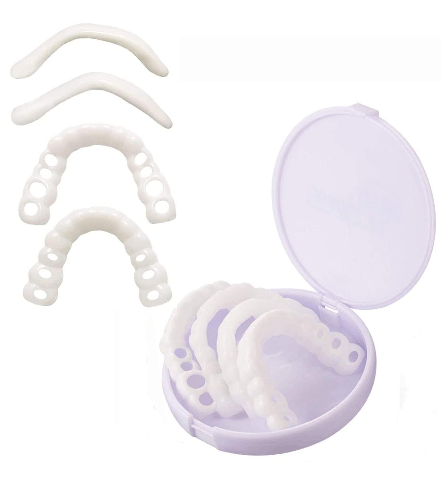 Flipped Warm Veneers Teeth Set - Temporary Artificial False Teeth for Men & Women - Easy Plug-In Top & Bottom 2 Pairs - Buy Online on GoSupps.com