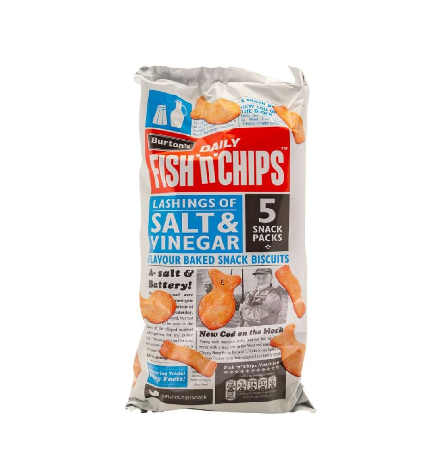 Chips Crisps Bags Collections - Deliciously light & Crispy Chips Bags (Burton's Fish n Chips (5 x 25g) 4 Packs)