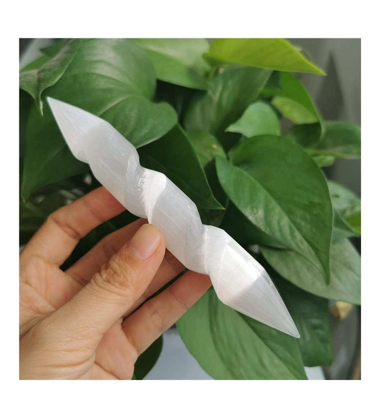 JUKUCKV Natural Selenite Crystal Massage Wand - Polished Helix Stick for Spiritual Support & Home Decor - Buy Online on GoSupps.com
