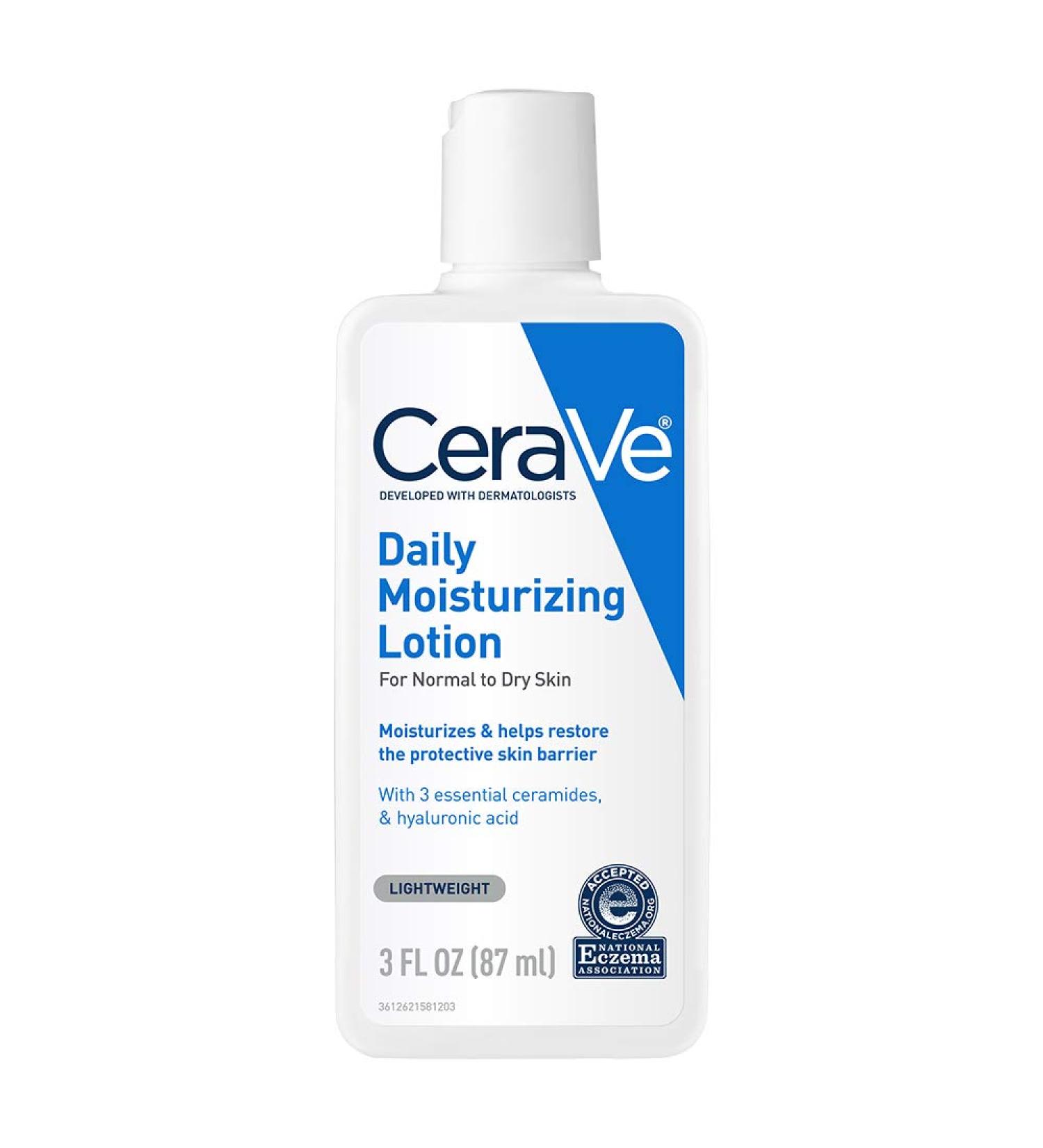 CeraVe Daily Moisturizing Lotion 3oz | Hyaluronic Acid | Face & Body | Dry Skin | Fragrance-Free - Buy Online on GoSupps.com