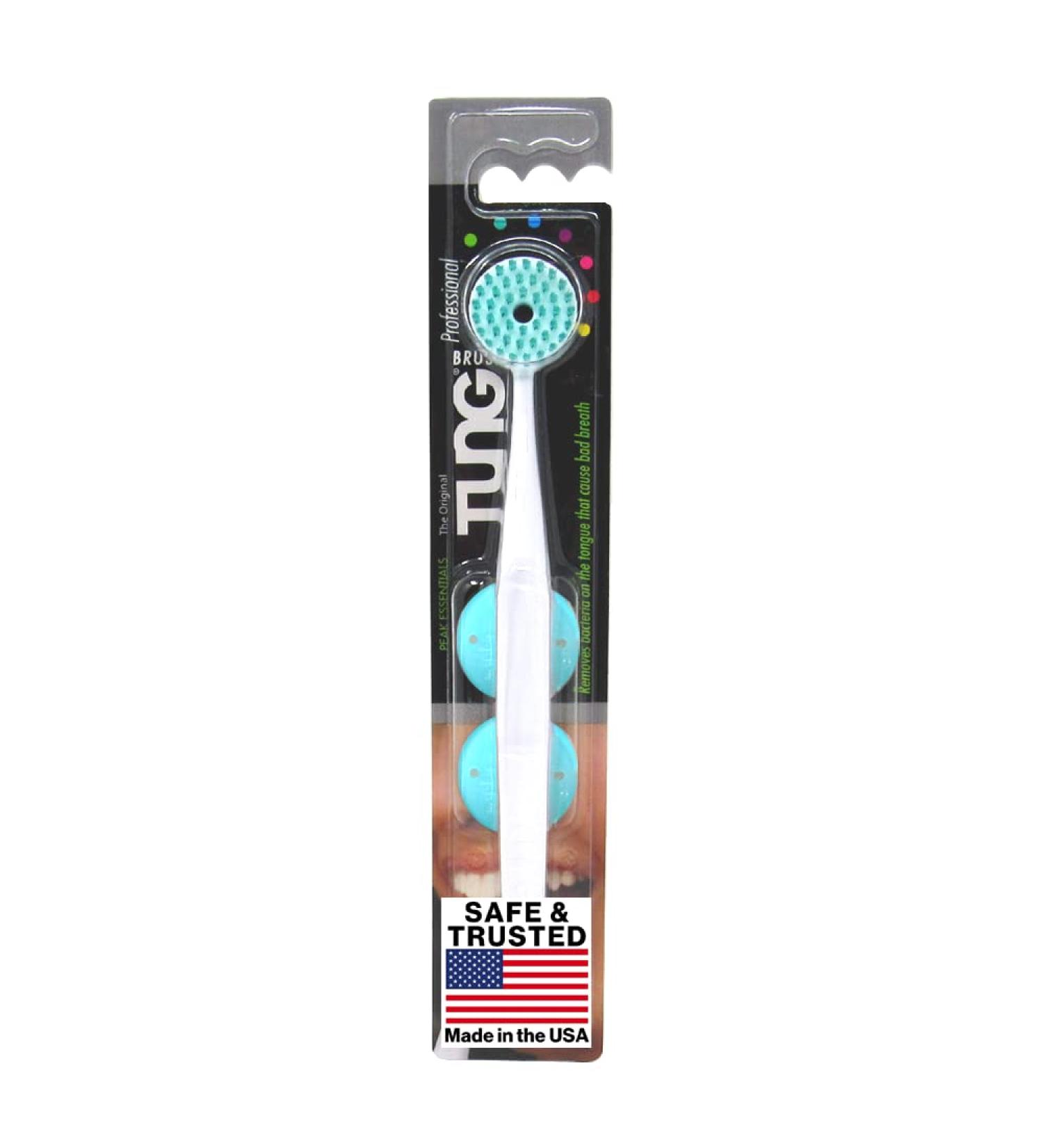 Peak Essentials Tung Brush with Cap - Tongue Cleaner for Adults - Made in America - 1 Pack - Buy Online on GoSupps.com
