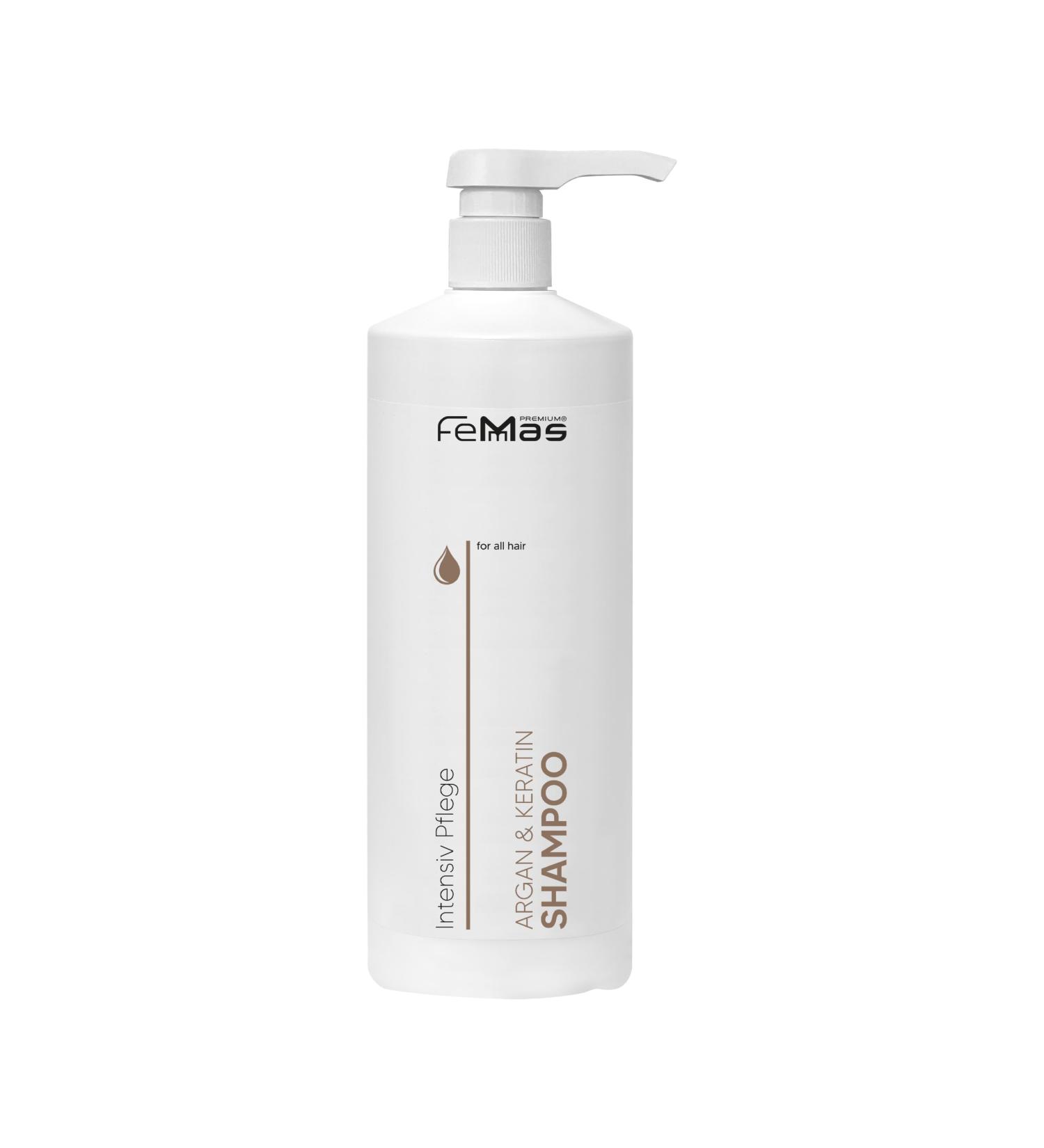 Femmas Argan & Keratin Shampoo with vegetable oils and proteins Argan oils Rich protein for healthy and supple hair Hairdressing quality 1000ml with pump - Buy Online on GoSupps.com
