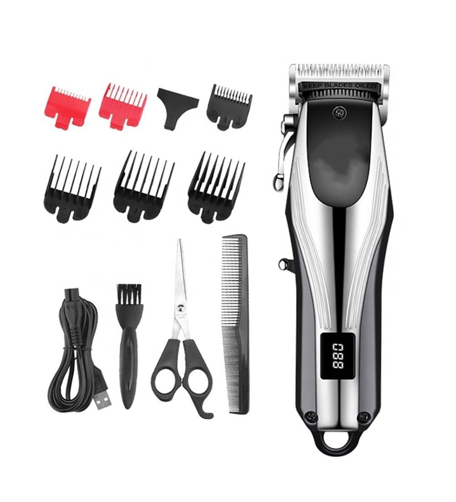 Professional Cordless Hair Clippers - Rechargeable Men s Hair Trimmer with Adjustable Cutting Lever & LCD Display | Best Barber Shop Tools - Buy Online on GoSupps.com