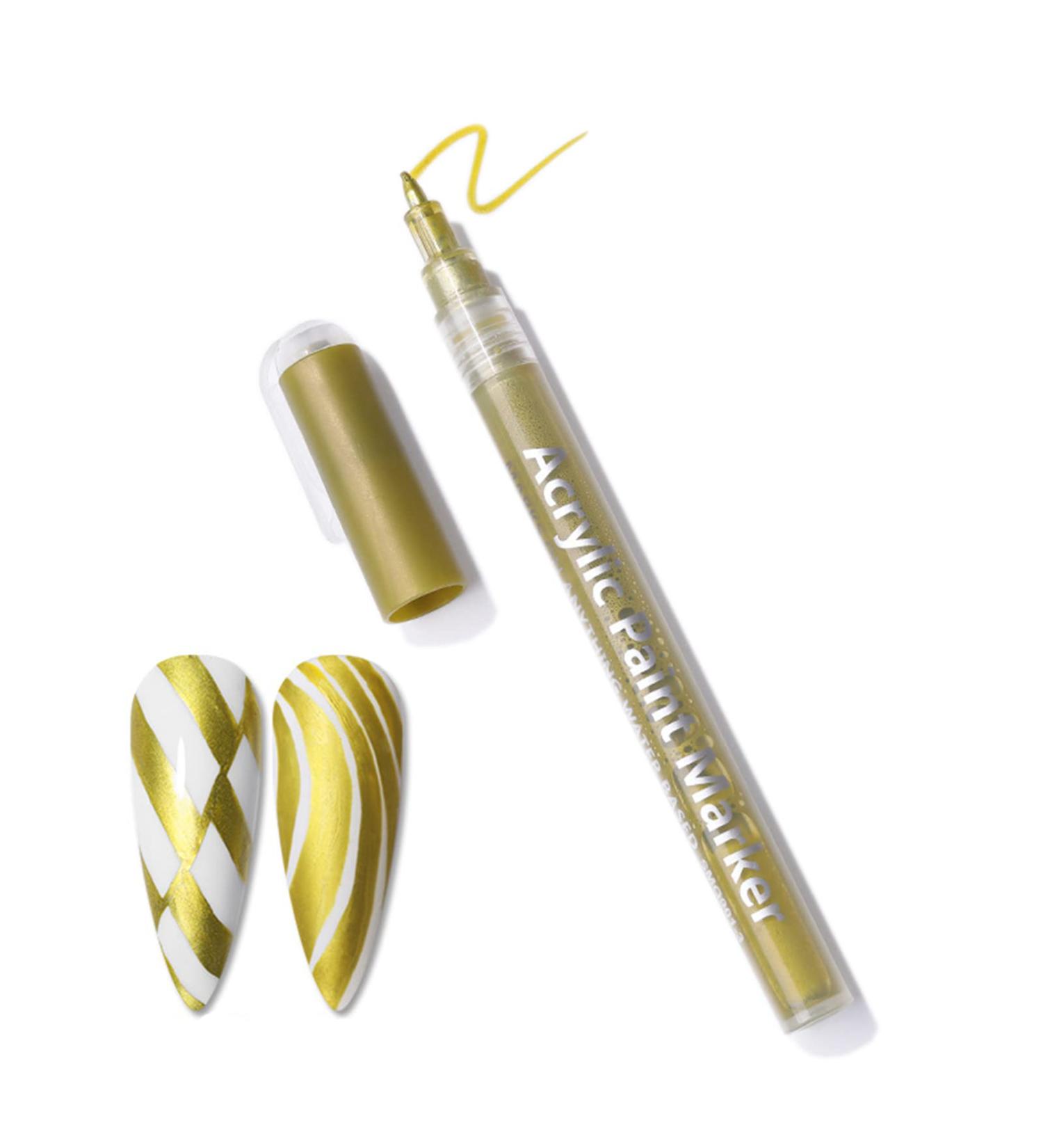 Nail Art Pens - Fine Tip Graffiti Drawing Pen for DIY Nail Art Decoration - Gold 03 - Buy Online on GoSupps.com