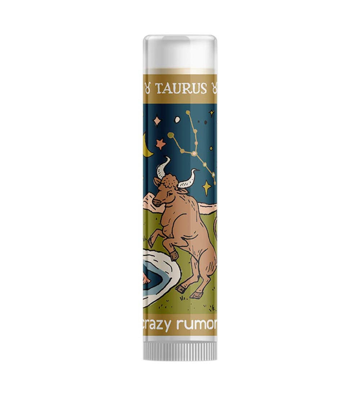 Crazy Rumors Taurus (Earth Blend) Zodiac Soothing Lip Balm Stick for Dry Lips 100% Natural and Vegan 4g 4 Clear