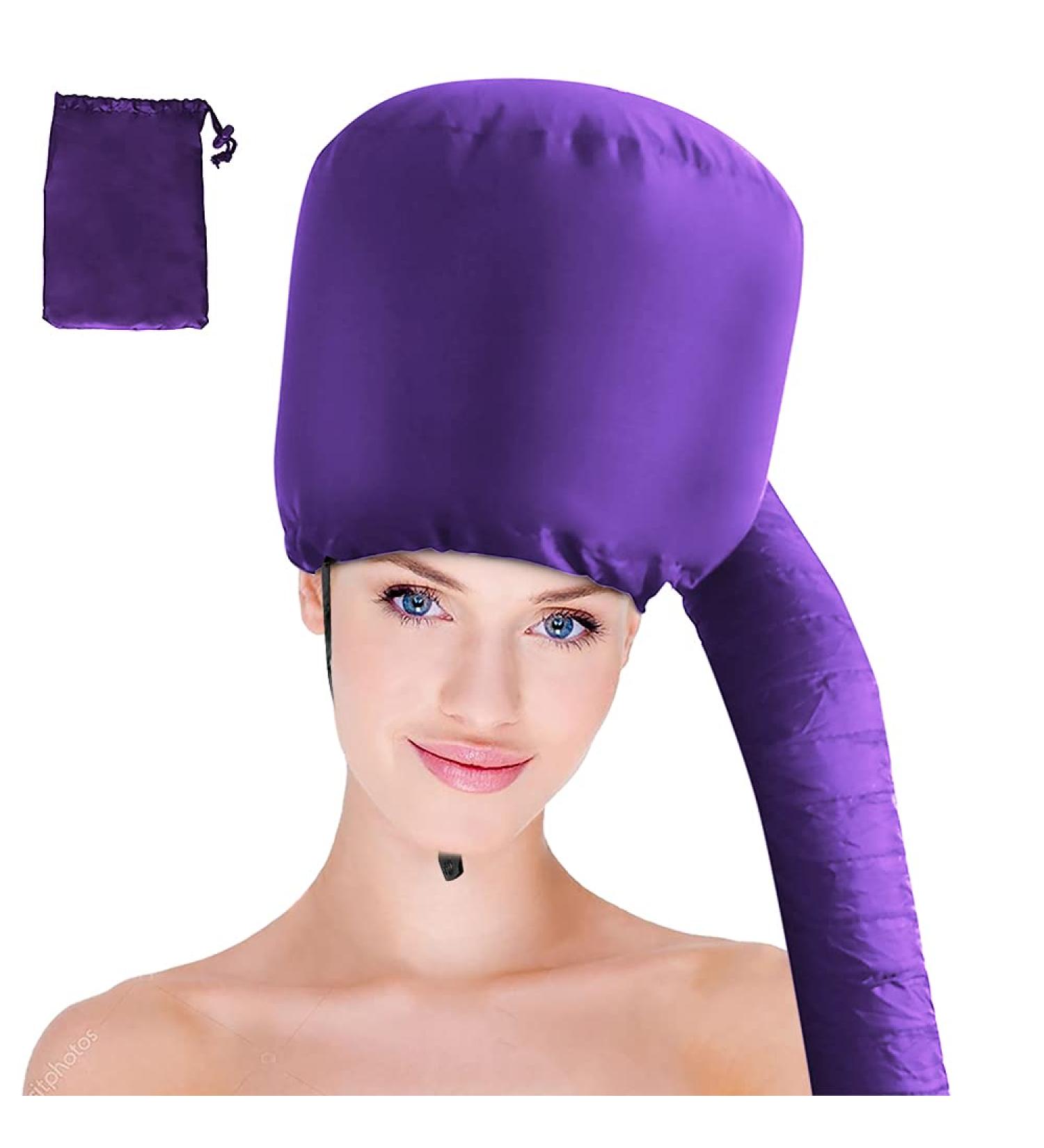 Upgraded Hair Dryer Bonnet with Extended Hose for Styling, Curling, and Conditioning - Purple, Free Carrying Case Included - Buy Online on GoSupps.com