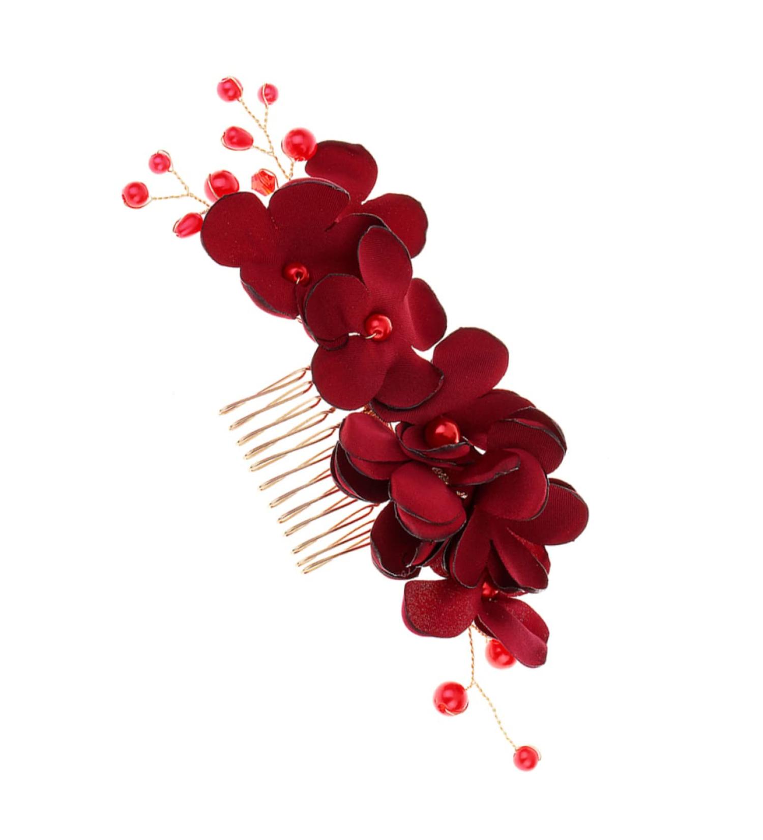 Housoutil 1pc Women Hair Accessories Accesorios Para Wedding Decoration Girl Hair Clips Hair Clips for Men Hair Accessories for Girls Rhinestone Headpiece Comb Red Korean Bride - Buy Online on GoSupps.com