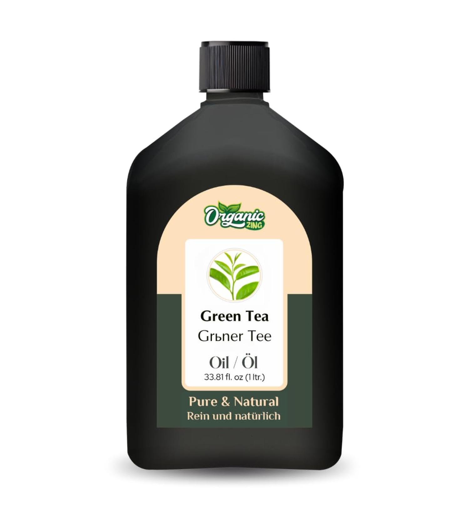 ORGANIC ZING Organic Zing Green Tea Oil (Camellia sinensis) - Pure and Natural Carrier Oil for Skin Care Hair Care and Massage - 1000ml
