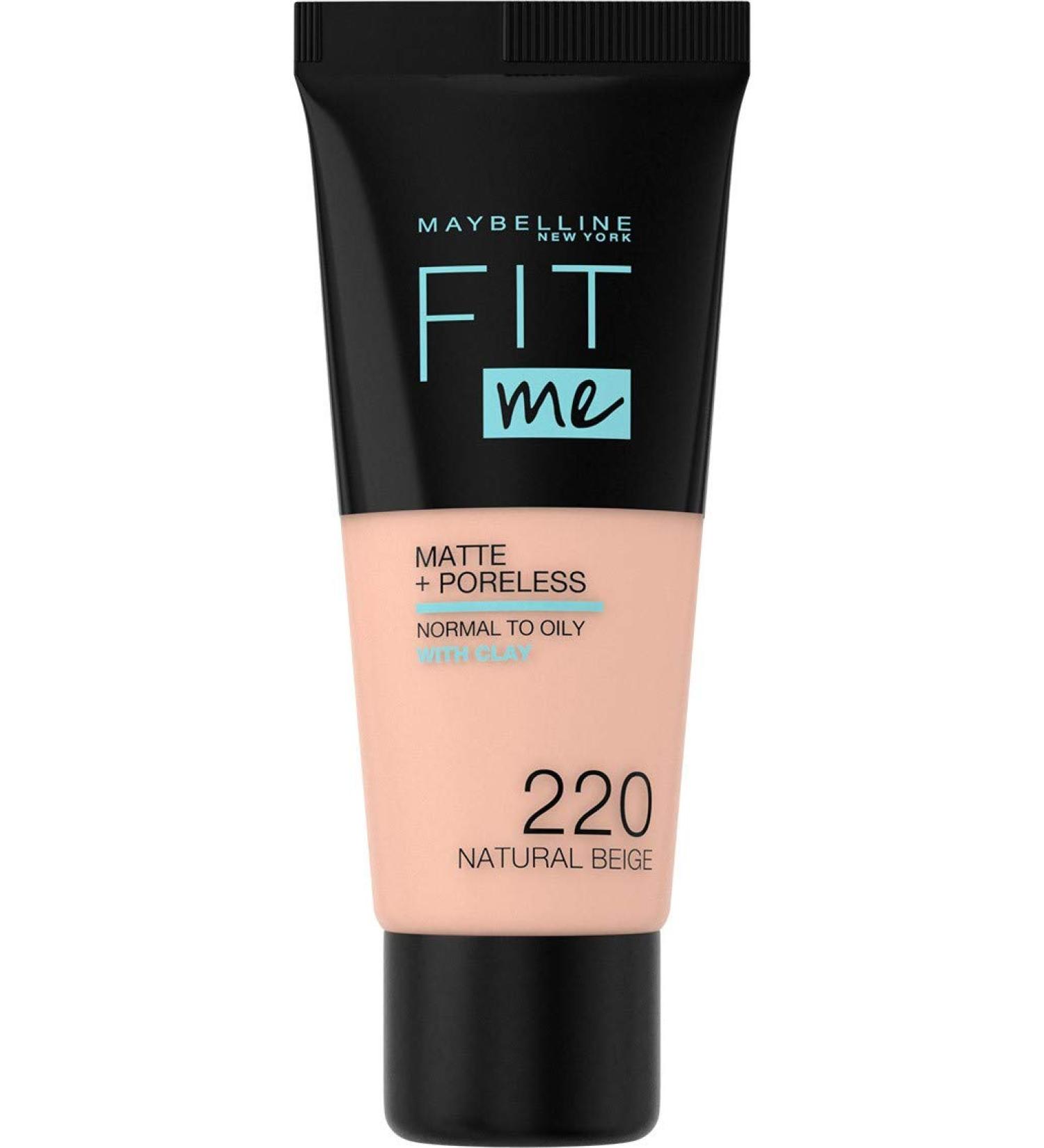 Maybelline New-York Fit Me Matte & Poreless Fluid Foundation - Normal to Oily Skin - Shade 220 Natural Beige 30 ml - Buy Online on GoSupps.com