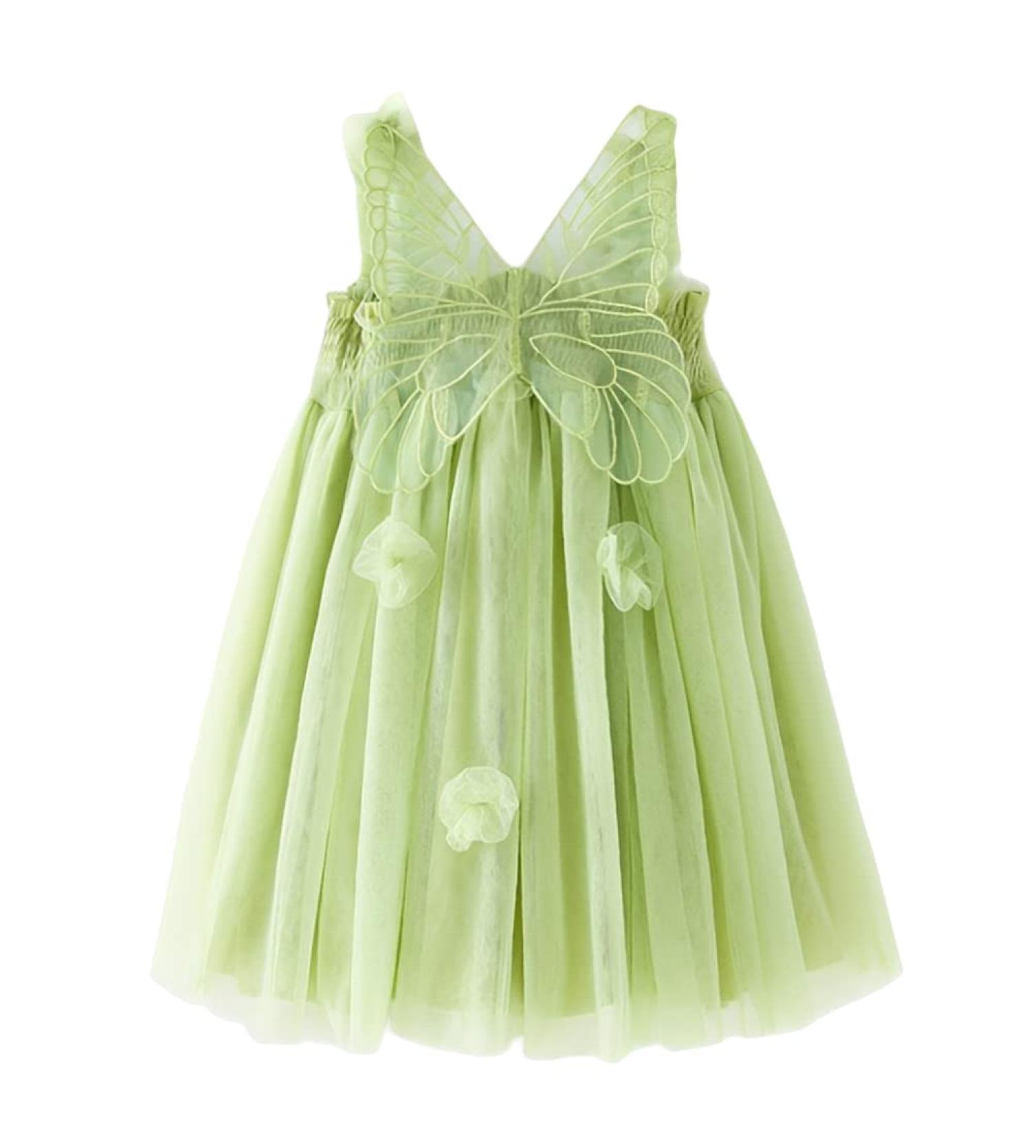 PythJooh Baby Girl Tulle Dress - Toddler Sleeveless Butterfly Wings Tutu Princess Dress for 2-3 Years | Daisy Stars Sundress with Flowers Green - Buy Online on GoSupps.com
