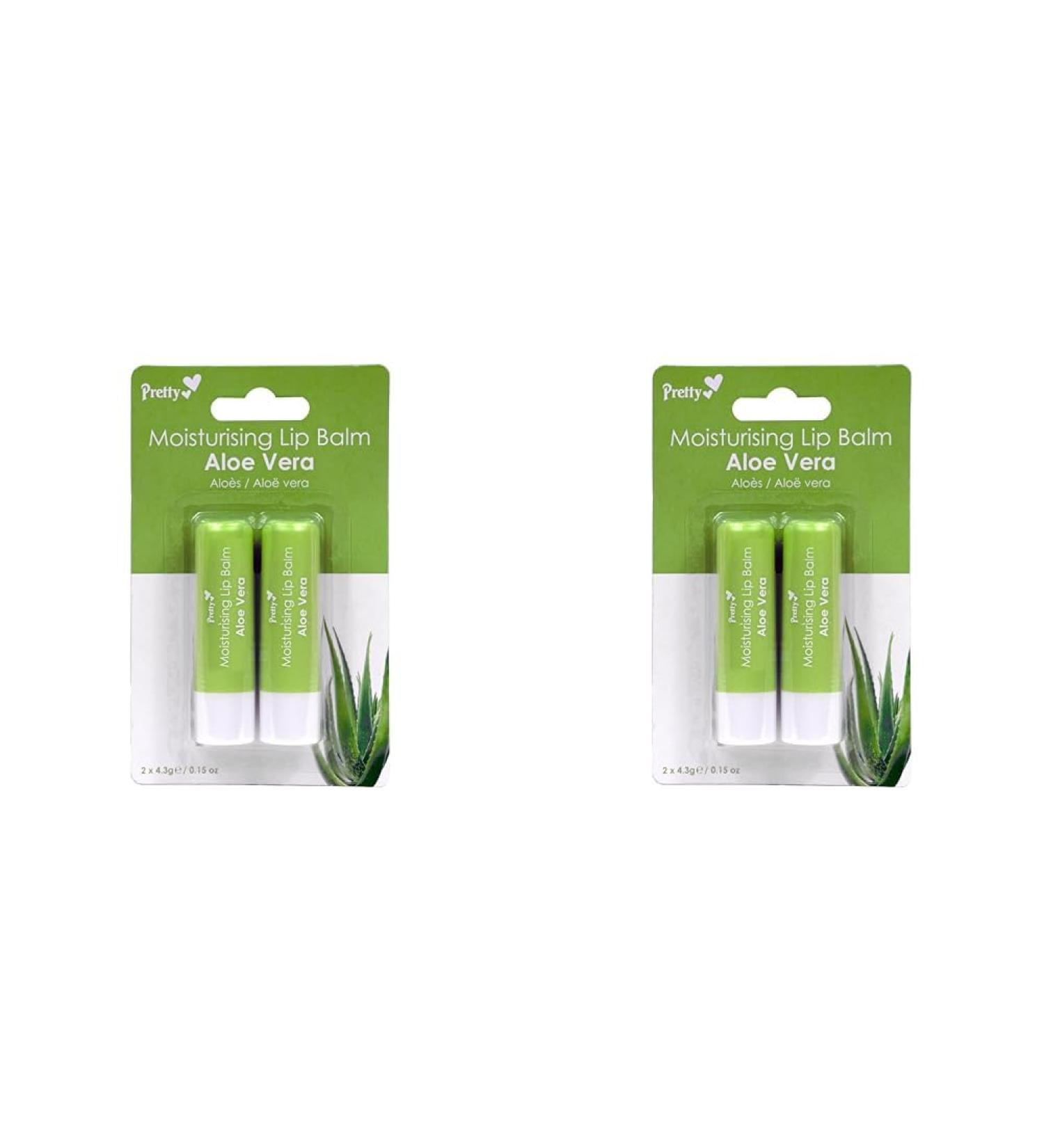 Pretty Moisturising Lip Balm - Aloe Vera (Pack of 2) Aloe Vera 2 Count (Pack of 2)