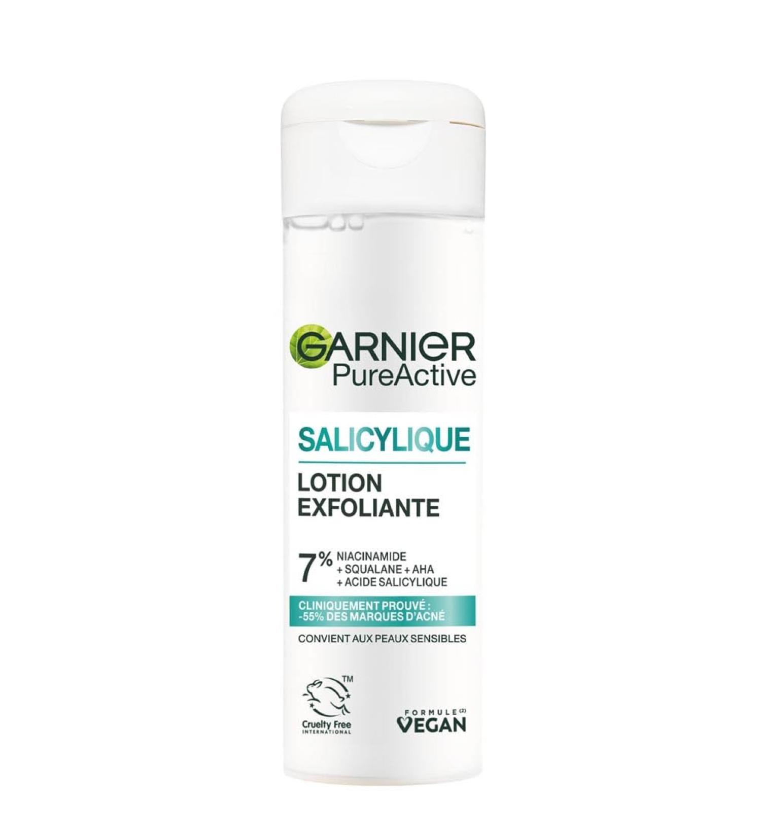 GARNIER Pure Active - Soin Exfoliant Visage - R duit Les Marques D'acn & Les Pores - Niacinamide AHA & Acide Salicylique - Formule Liquide L g re - Vegan & Cruelty Free - Unisexe - 120 ml - Buy Online on GoSupps.com