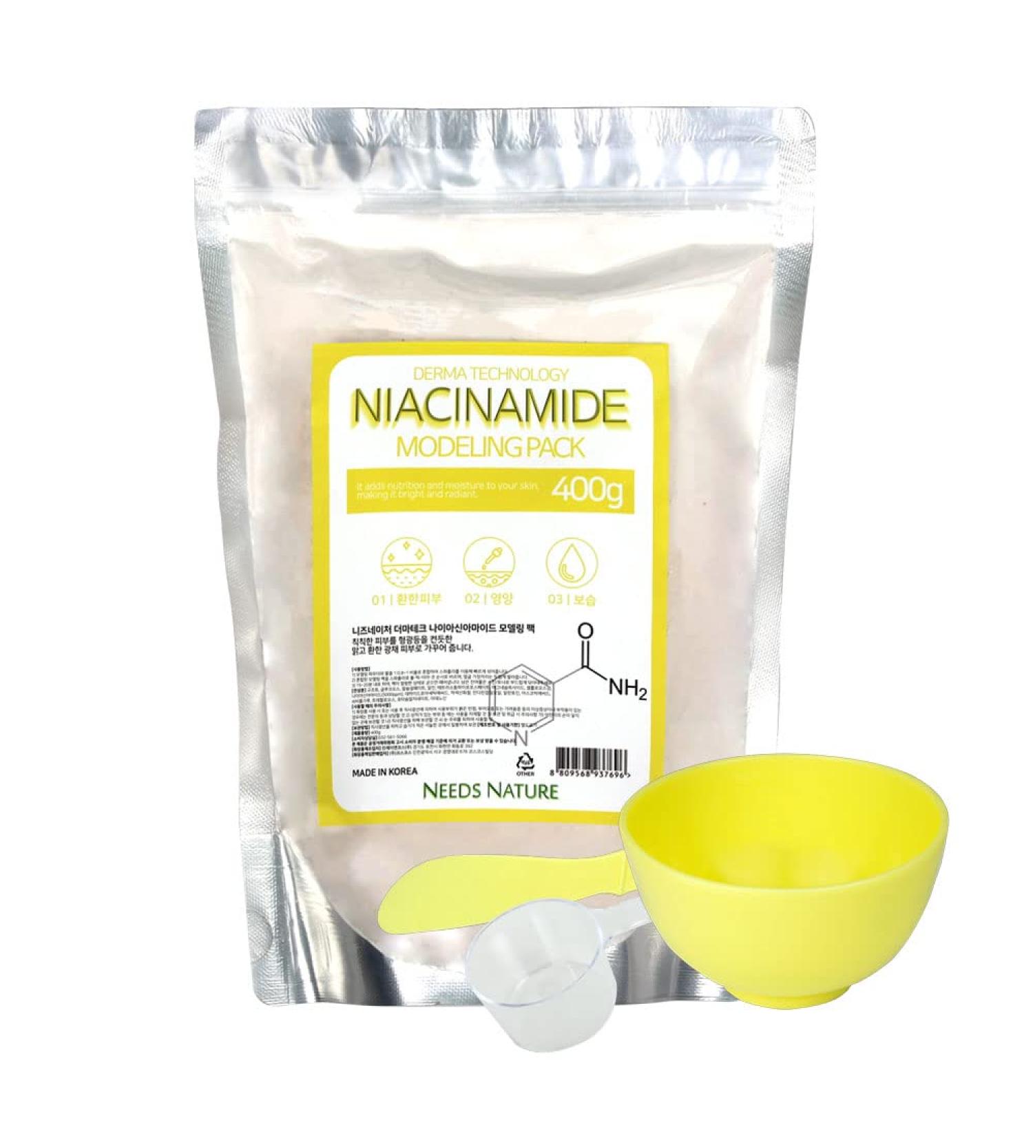 Modeling Mask with Niacinamide for Face NEEDS NATURE | Pore-Refining Peel-Off Rubber Mask | Korean Skincare | Home Spa Treatment | 400g Powder Pack with Mixing Tools - Buy Online on GoSupps.com