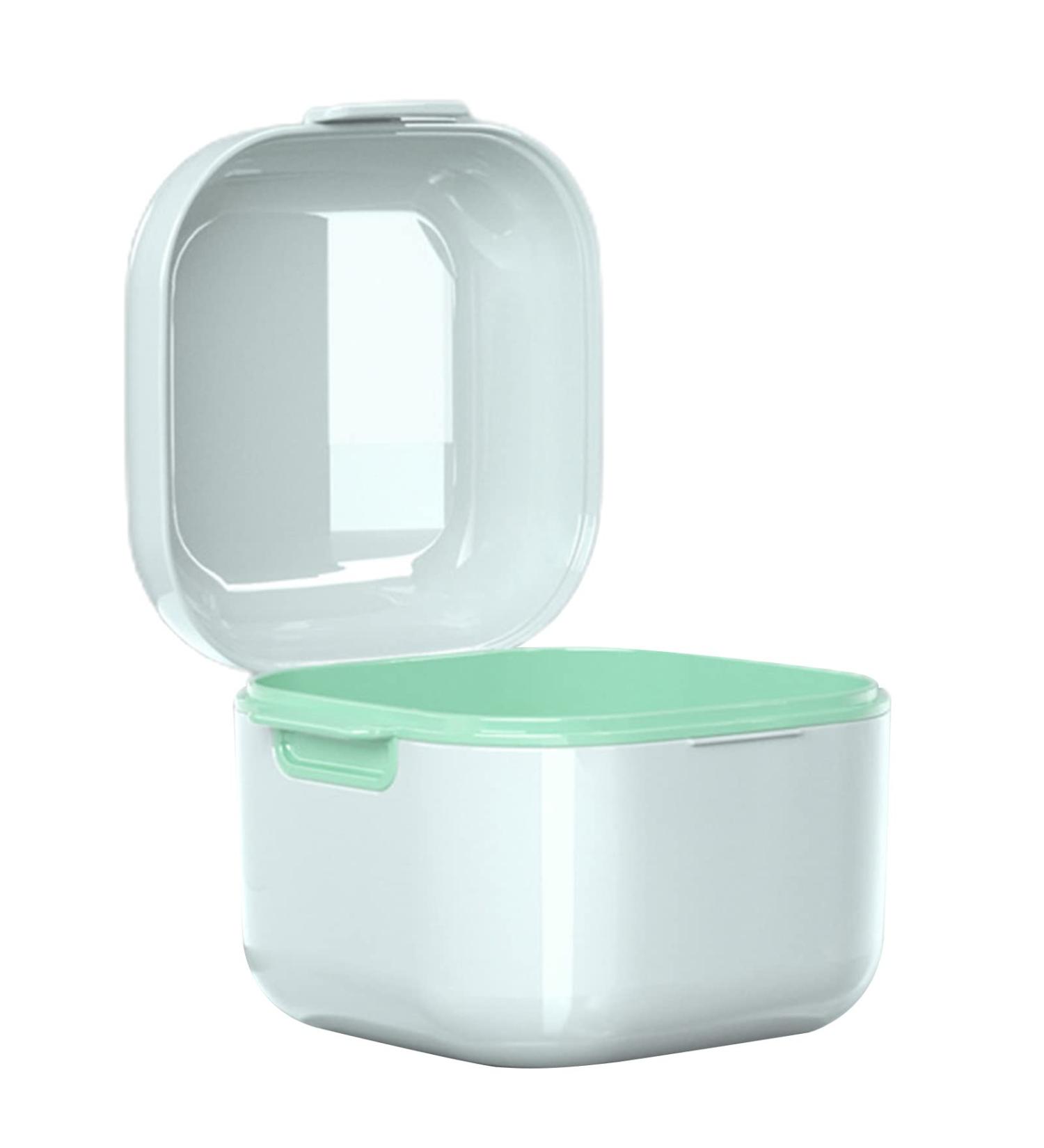 Portable Dental Prosthesis Box | False Teeth Container | Orthodontic Retainer & Denture Cleaning Solutions in Green - Buy Online on GoSupps.com