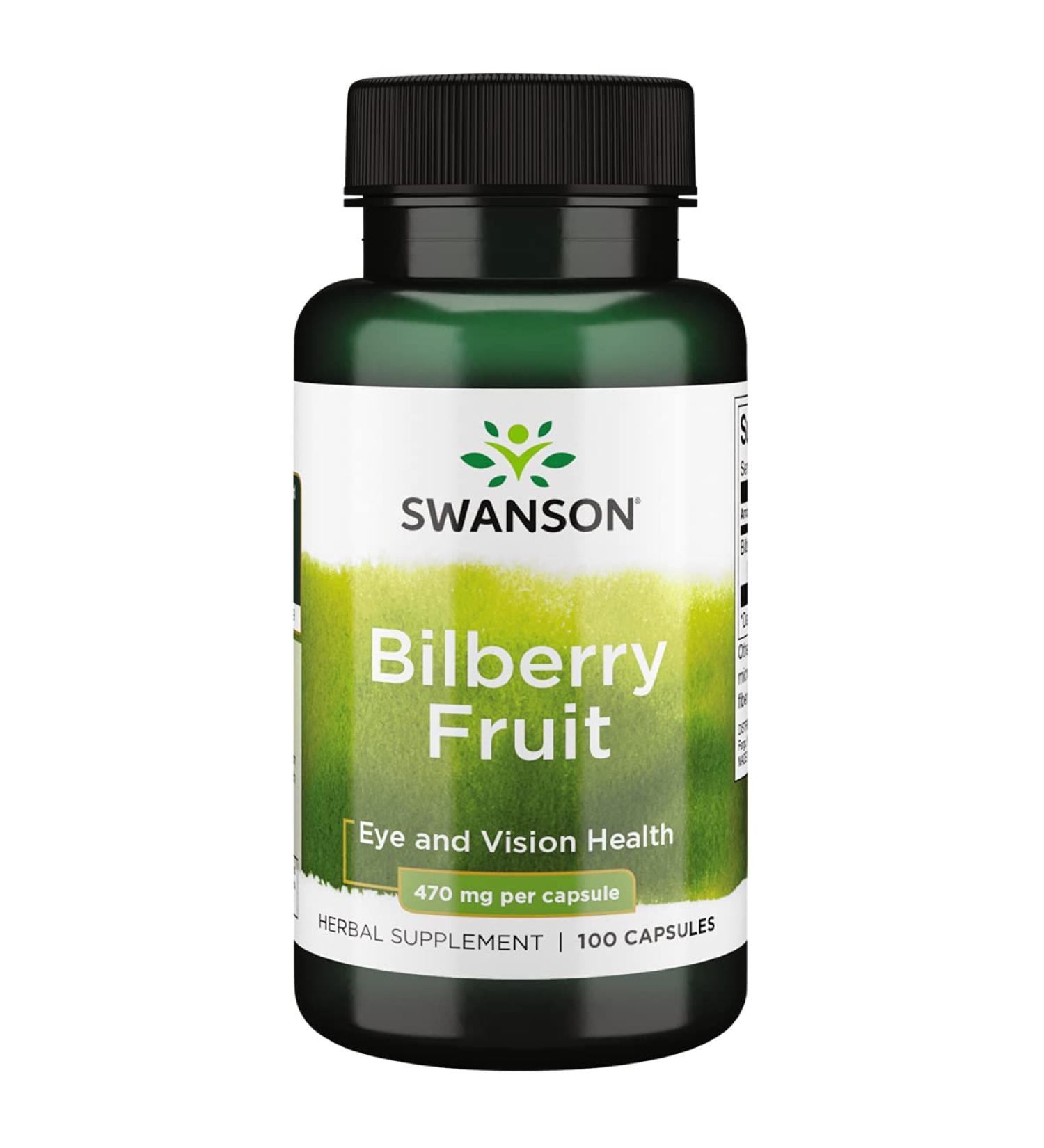 Swanson Bilberry Fruit 470mg - 100 Capsules | Premium Quality Bilberry Supplement - Buy Online on GoSupps.com