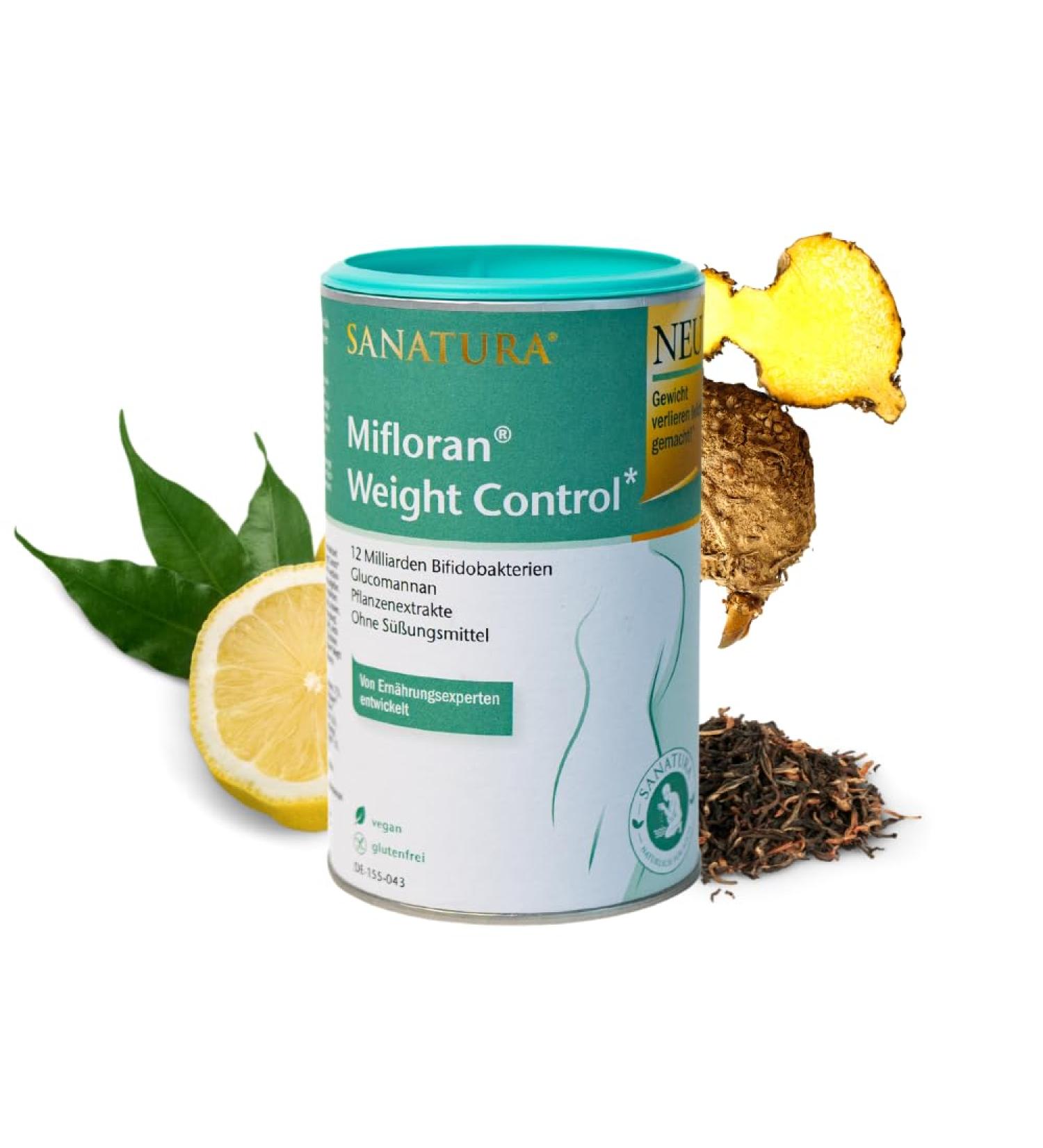 SMANATUA MIFLORAN Weight Control 240g - Natural Vegan Weight Loss Powder with Glucomannan Bifidobacteria Acacia Fiber Acerola & Green Tea - Gluten-Free - Buy Online on GoSupps.com