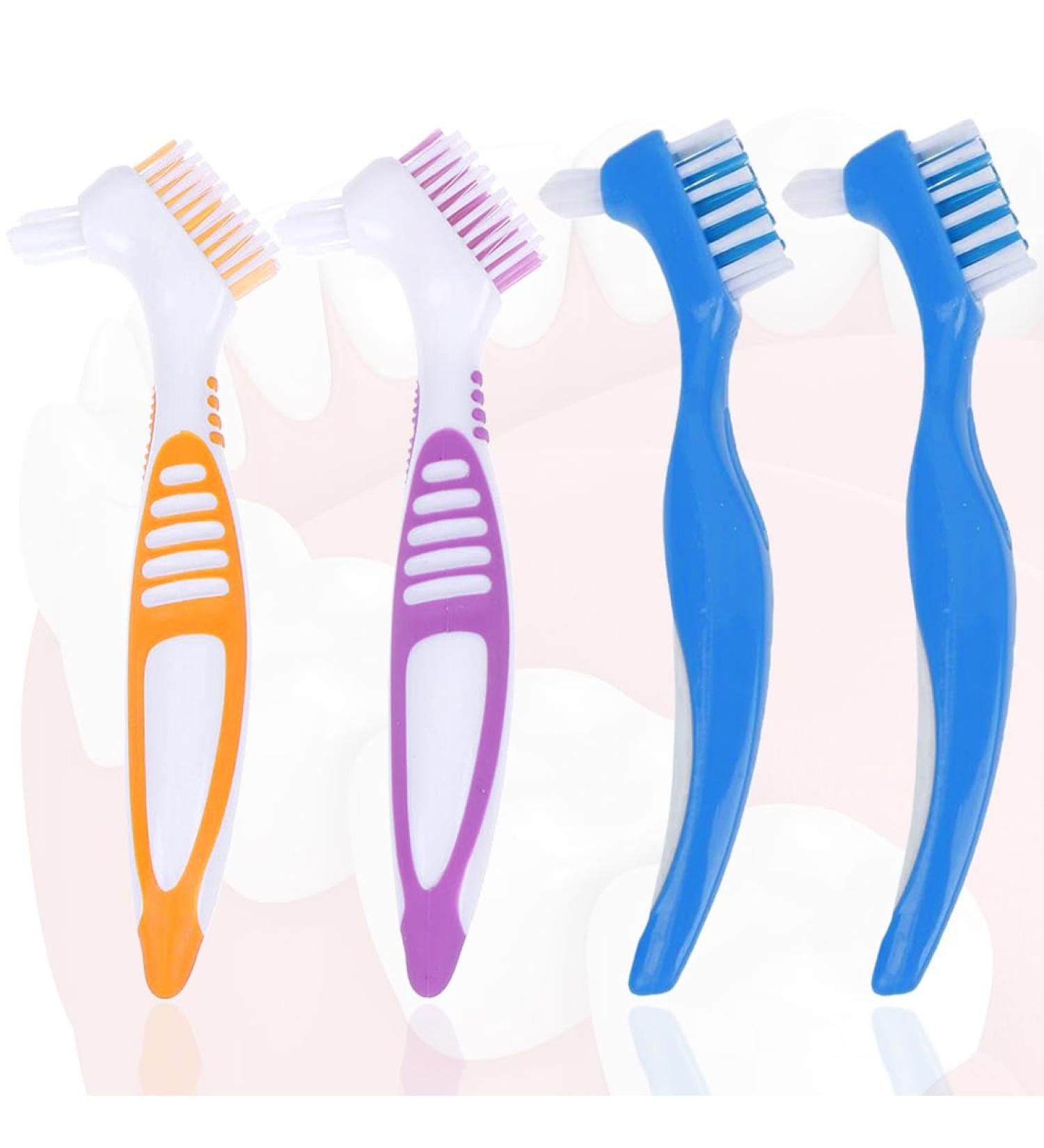 4-Piece Denture Brush Set | Double Head & Precision Tip | Best Cleaning Brushes for Prostheses Retainers & Aligners - Buy Online on GoSupps.com