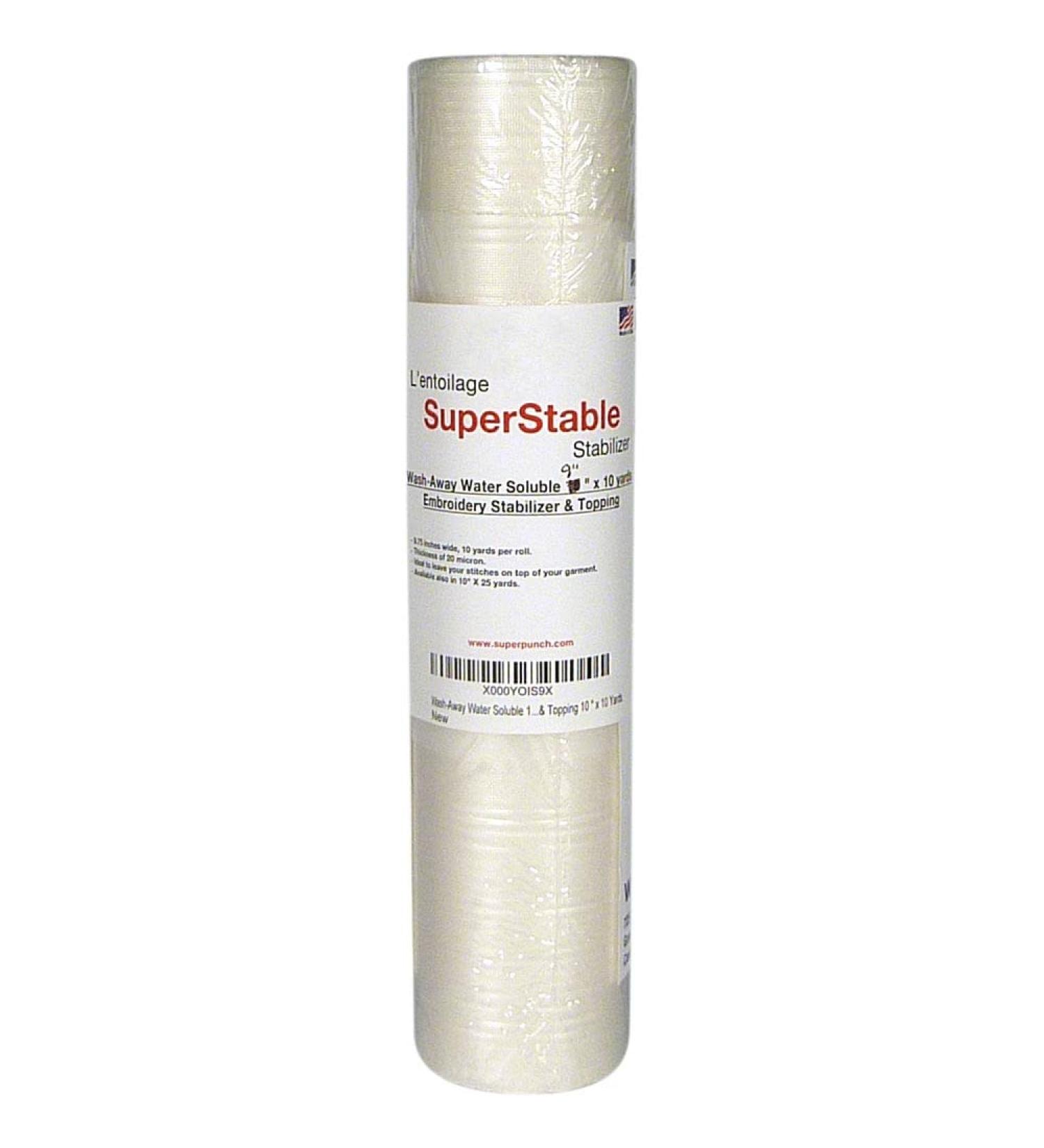 Superpunch Wash-Away Water Soluble Stabilizer - 9 x 10yd Roll - Embroidery Fabric Backing - Made in USA - Buy Online on GoSupps.com