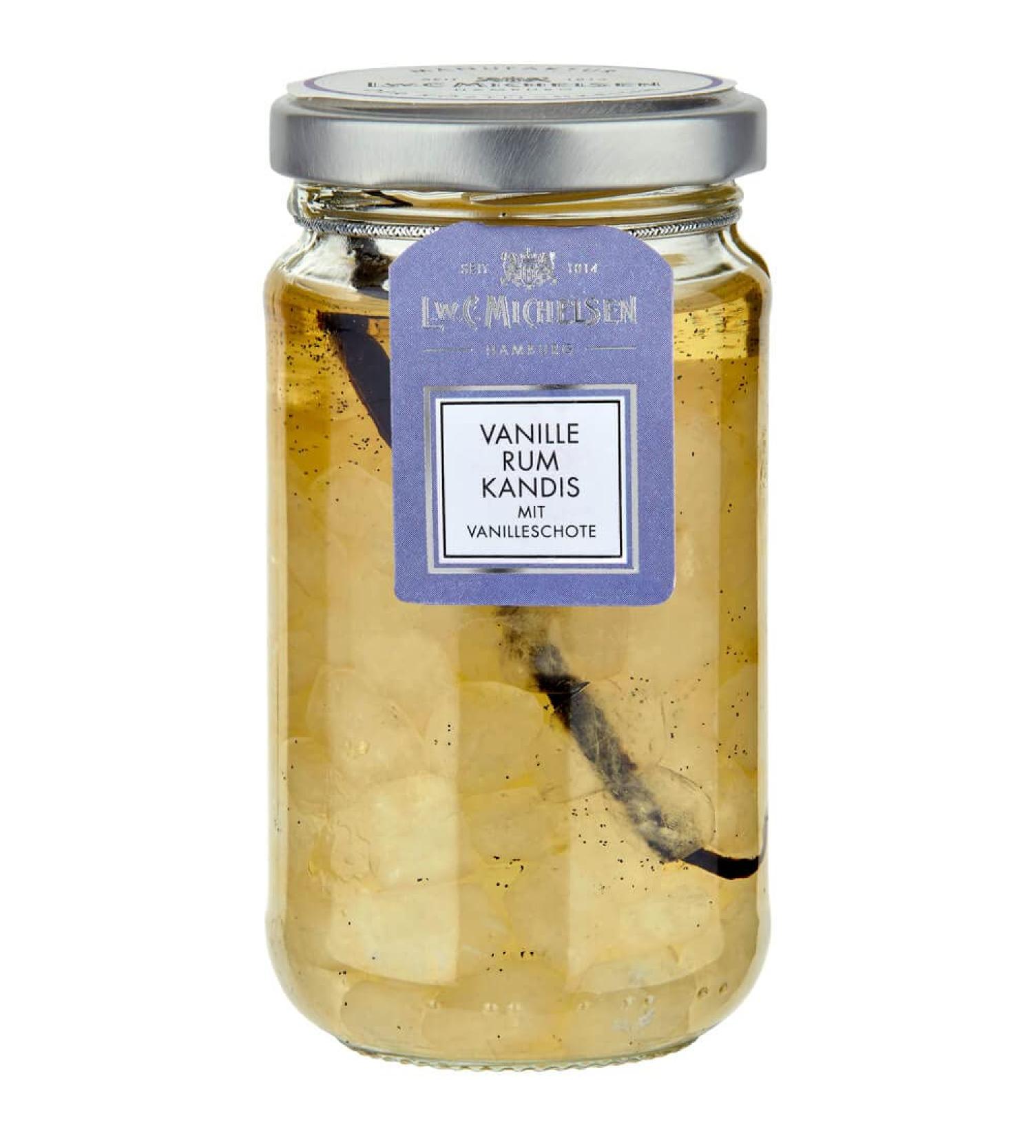 L.W.C. Michelsen Rumkandis with Vanilla Rod - 250g | Fruity-Sweet White Kandis for Tea Lovers | Pure Natural Flavor - Buy Online on GoSupps.com