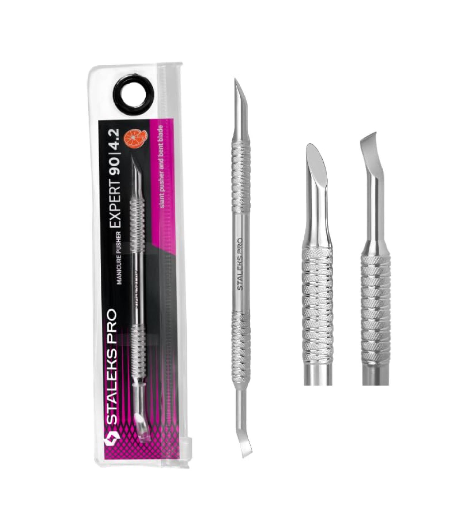 STALEKS PRO Slant Cuticle Pusher + Bent Cleaner Manicure Pedicure Stainless Steel Expert 90/4.2 - Buy Online on GoSupps.com