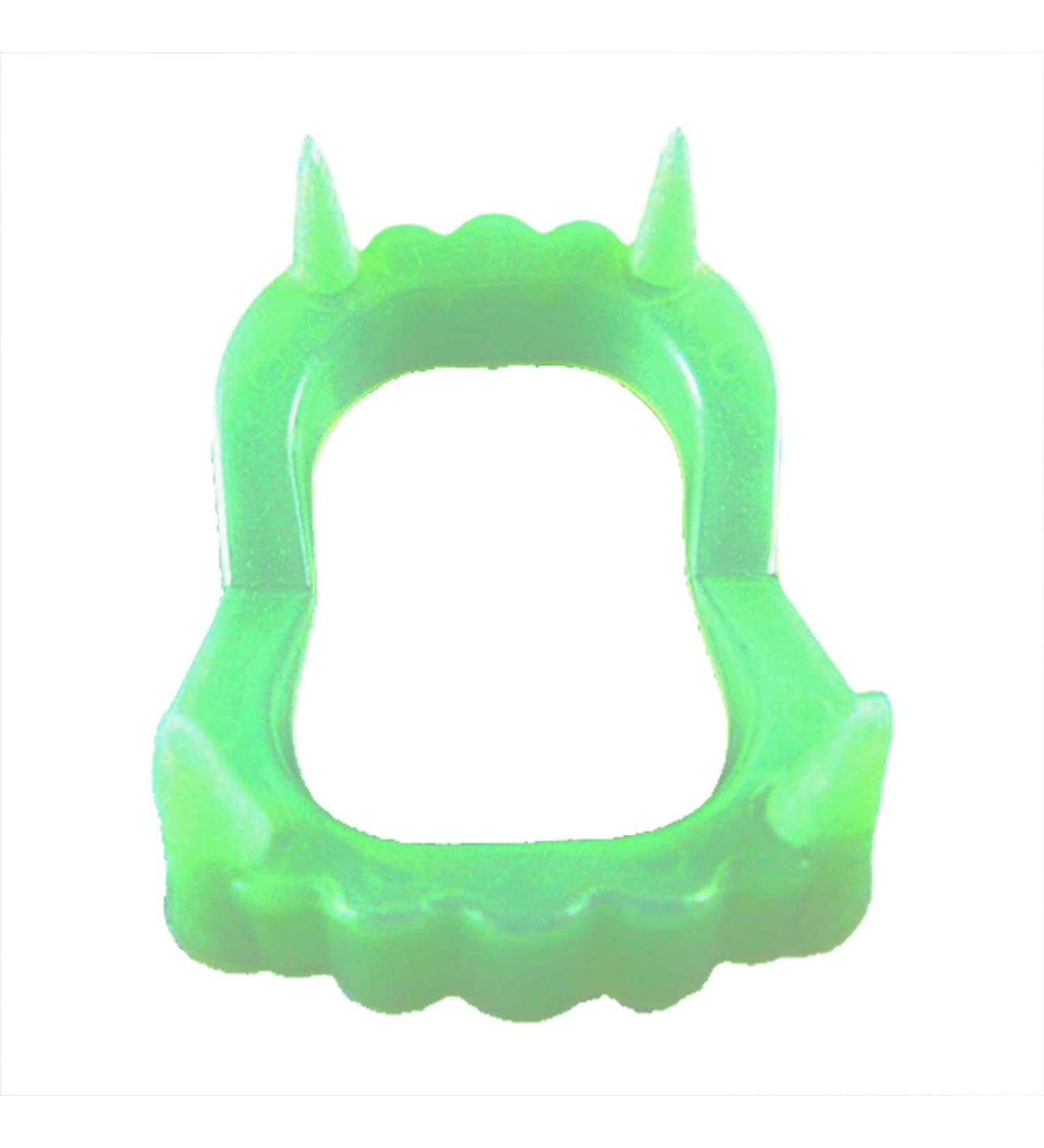 10pcs Halloween Glow-in-the-Dark Scary Teeth - White & Green Luminous Dentures - ehD717 (One Size) | International Shipping Available - Buy Online on GoSupps.com