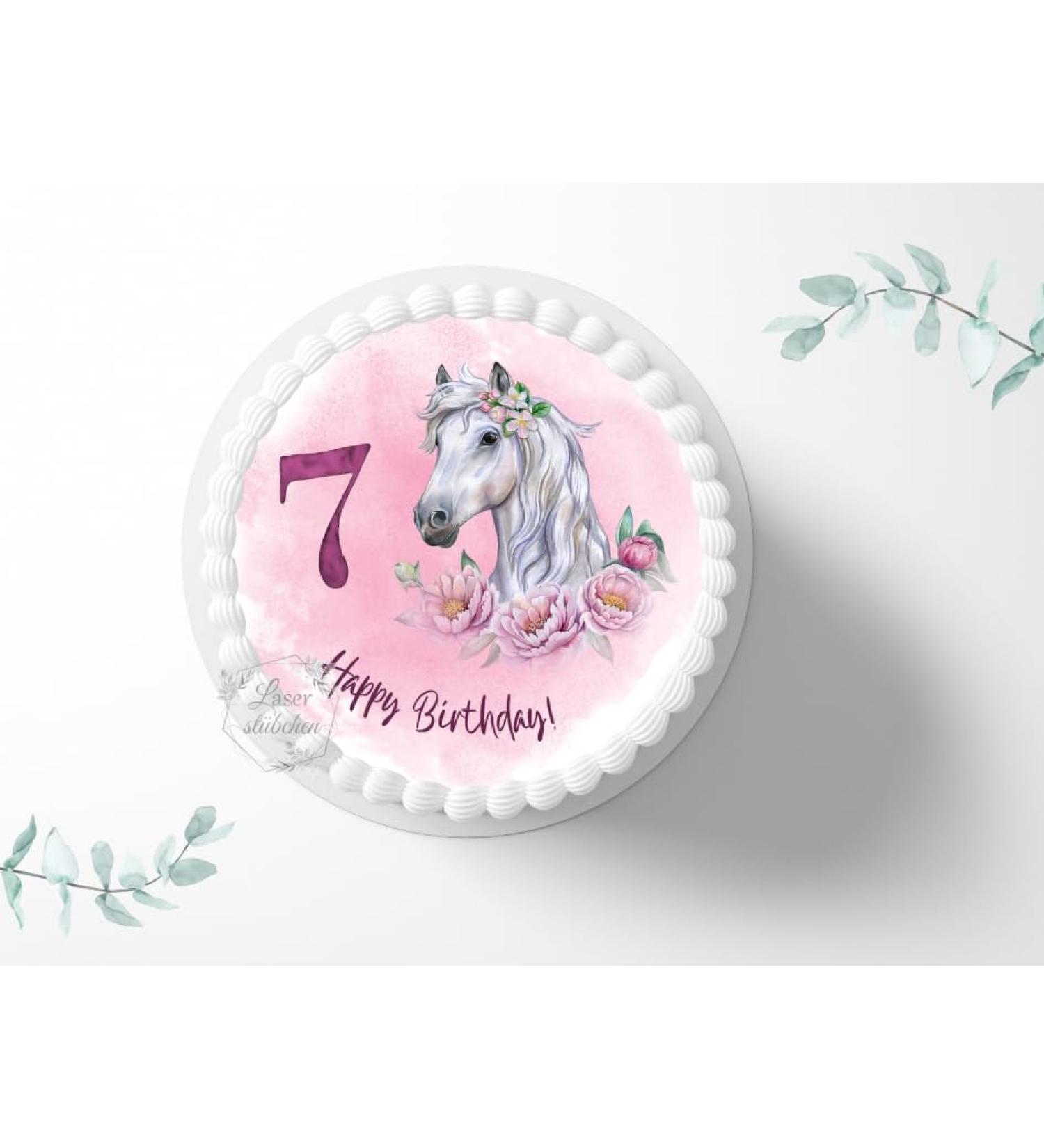 Personalized Horse Cake Topper - 20cm Sugar Image for Birthday Cakes | Custom Fondant 3021G - International Shipping Available - Buy Online on GoSupps.com