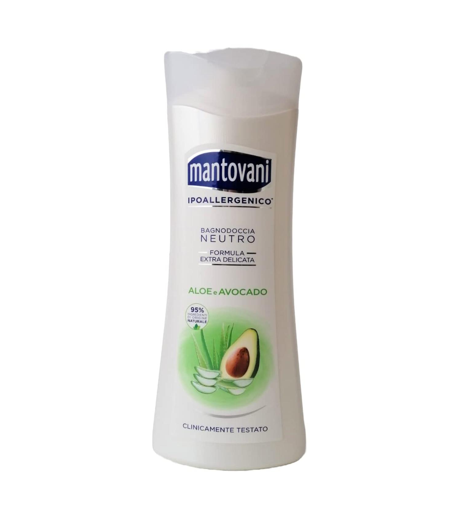 Mantovani Bagnodoccia Neutro Formula Extra Delicata Avocado 400 ml Aloe and Avocado Neutral Body Wash (13.5 Fl Oz) 1 unit - Made in Italy italian import