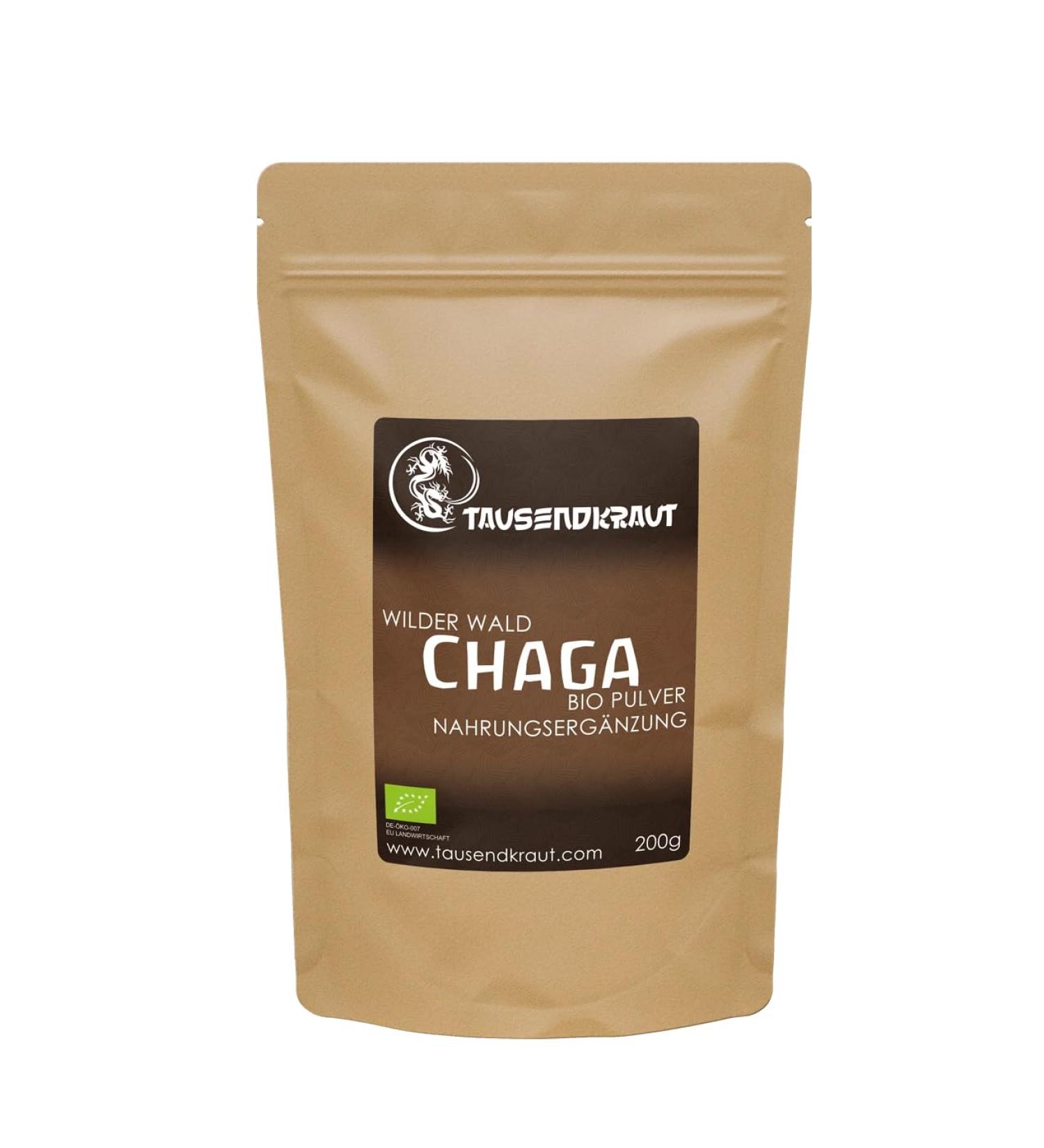  Tausendkraut Organic Chaga Mushroom Powder Premium quality from wild collection (200 g) Vital Estonian mushroom for mushroom coffee and tea Chaga mushroom purchased from St. John's wort - Buy Online on GoSupps.com