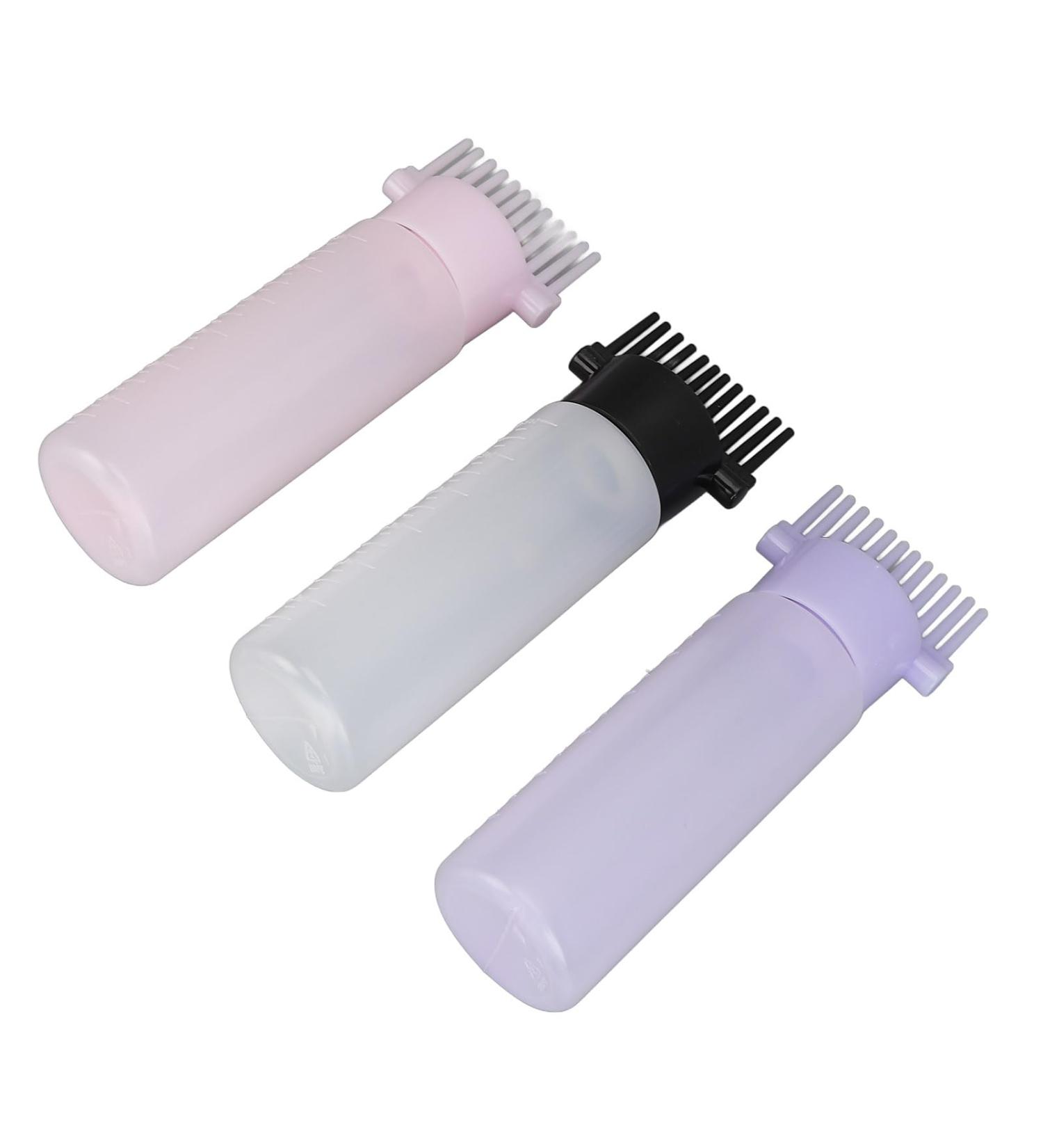 HURRISE Hair Coloring Oiling Bottle Comb Dispensing Shampoo Easy Operation Self Scaled Plastic 3 Colors Root Comb Applicator Bottle for Beauty Salon with Graduated Scale - Buy Online on GoSupps.com