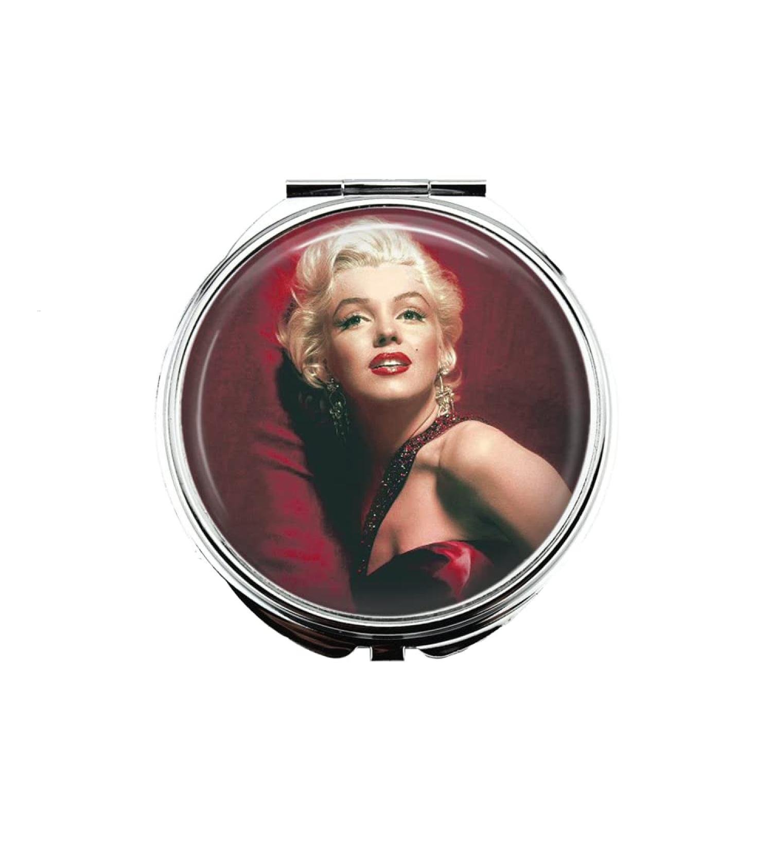 Crafting Mania LLC. Portable Makeup Compact Double Magnifying Mirror Cosmetic Foldable Pocket Style Mother of Pearl Unique Green Marilyn Monroe Design 2