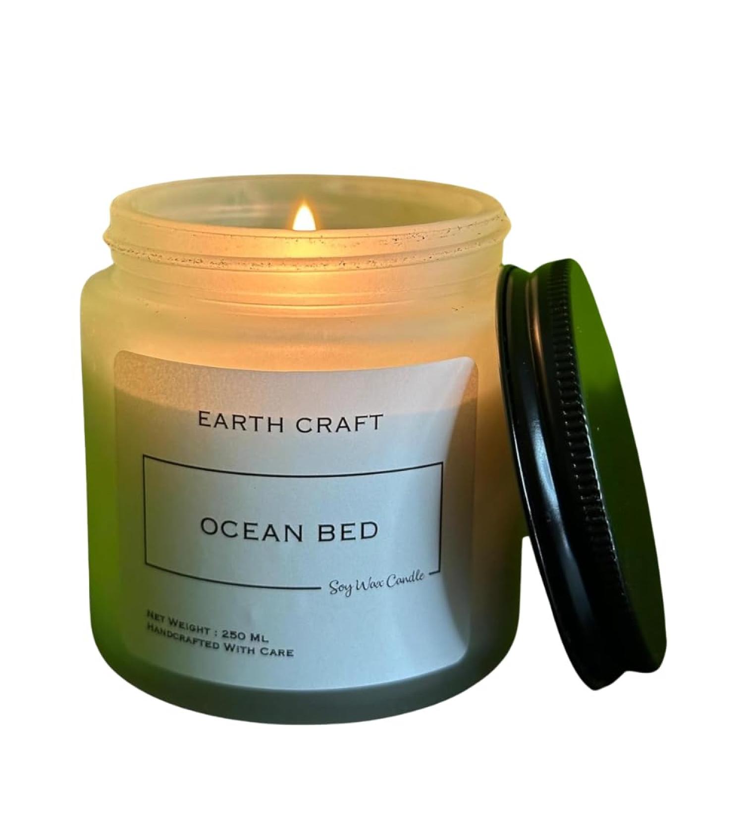 Buy EARTH CRAFT Aromatherapy Scented Candles - Handmade Soy Candles for Home Decor Bedroom & Bath - Non-Toxic Smokeless Ocean Bed Aroma - Buy Online on GoSupps.com